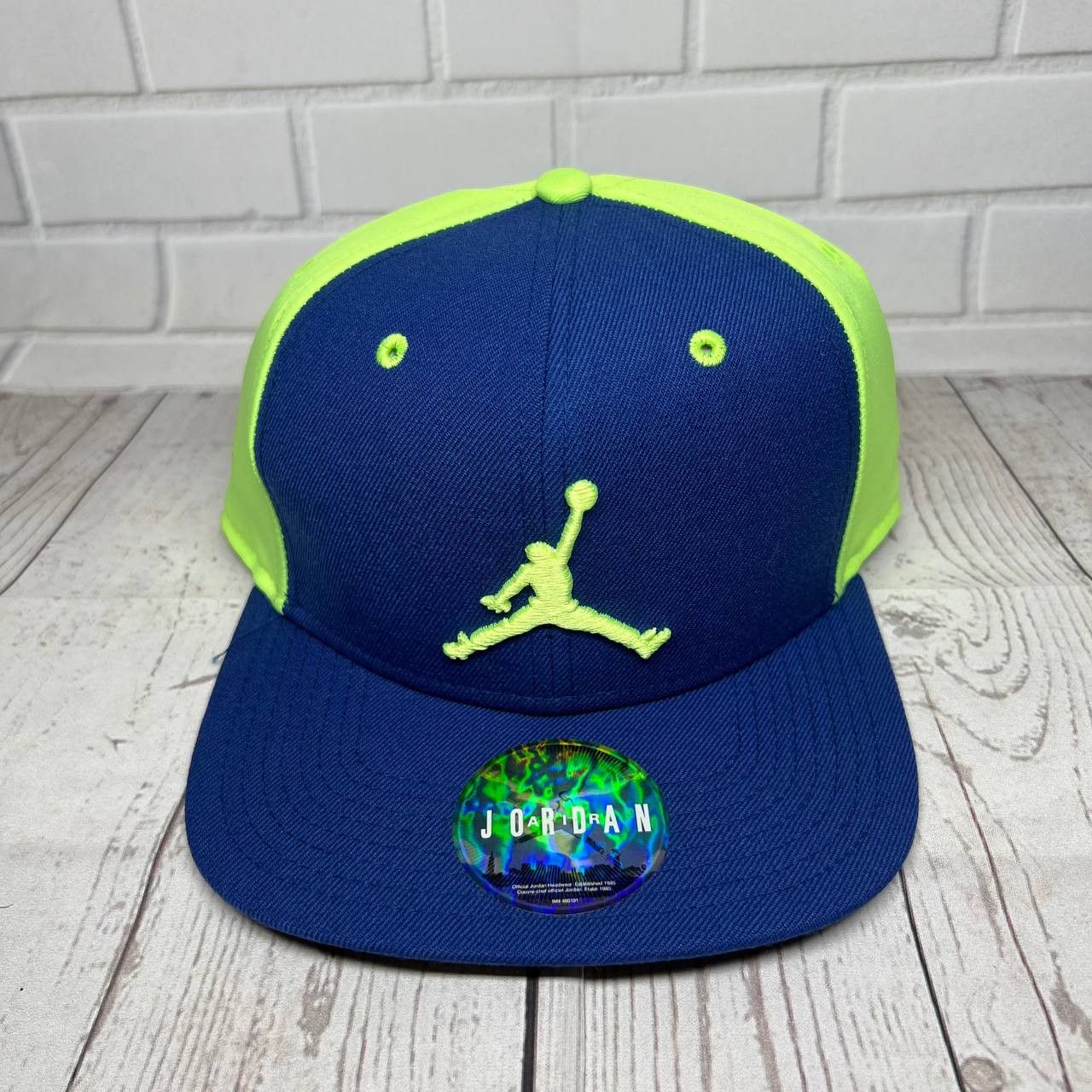 Air Jordan Blue and Lime Jumpman Hat Snapback Cap New Men
