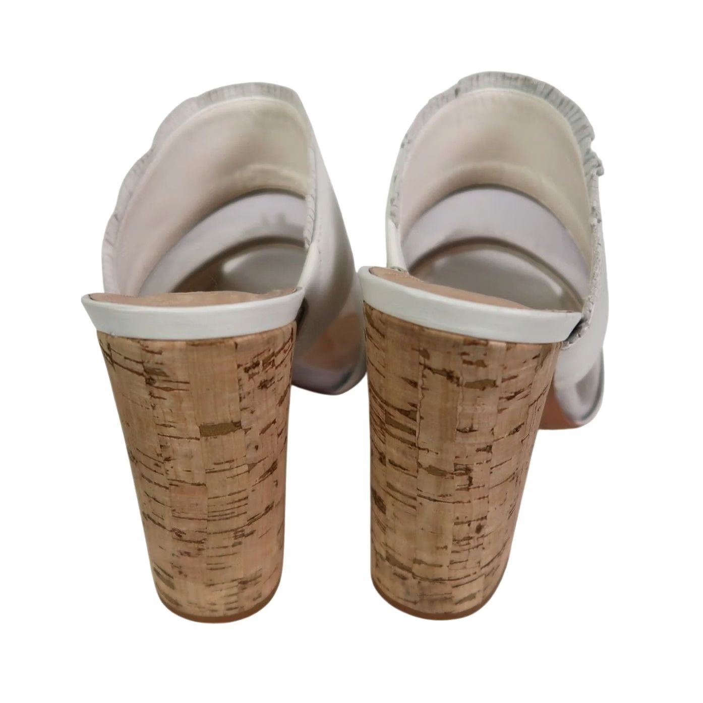 SCHUTZ Schutz White Leather Mule Slip-On Heels Sandals Peep Toe Cork 7.5 Womens Size US 8 / IT 38 - 6 Thumbnail