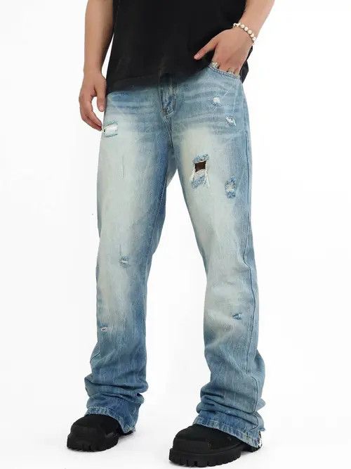 VIBE distressed grunge flared ripped jeans Size US 32 / EU 48 - 1 Thumbnail