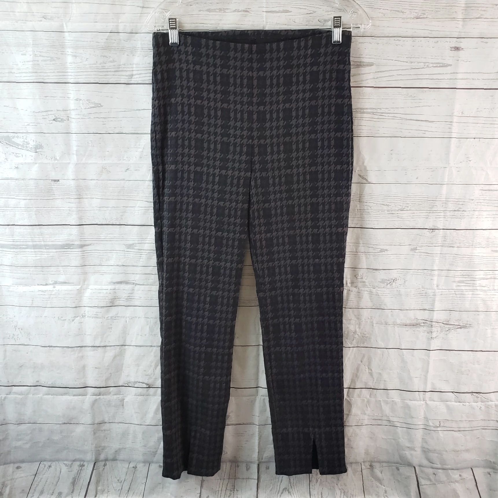 Joseph Ribkoff Joseph Ribkoff Womens Ella Cropped Pants Sz 8 Black Gray Houndstooth Pull On Size 30" / US 8 / IT 44 - 2 Thumbnail