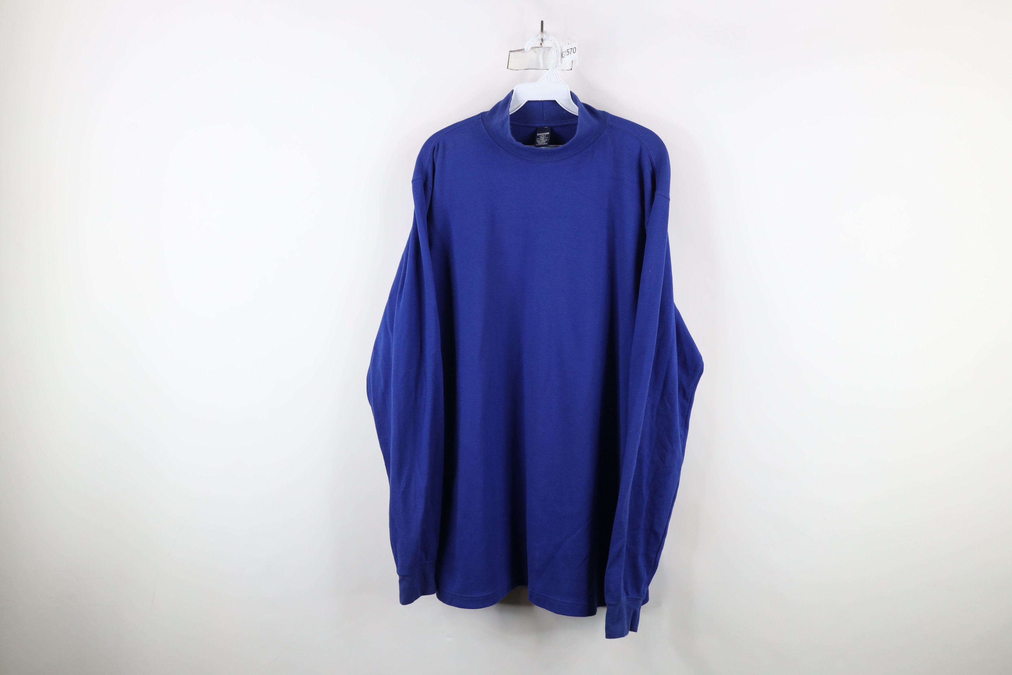 Lands' End × Vintage Vintage 90s Lands End Mock Neck Long Sleeve T-Shirt Blue Size US XL / EU 56 / 4 - 1 Thumbnail