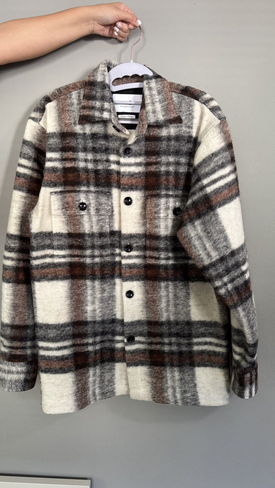 NN07 NN07 Soren Checked Virgin Wool-Blend Overshirt Size US S / EU 44-46 / 1 - 1 Thumbnail
