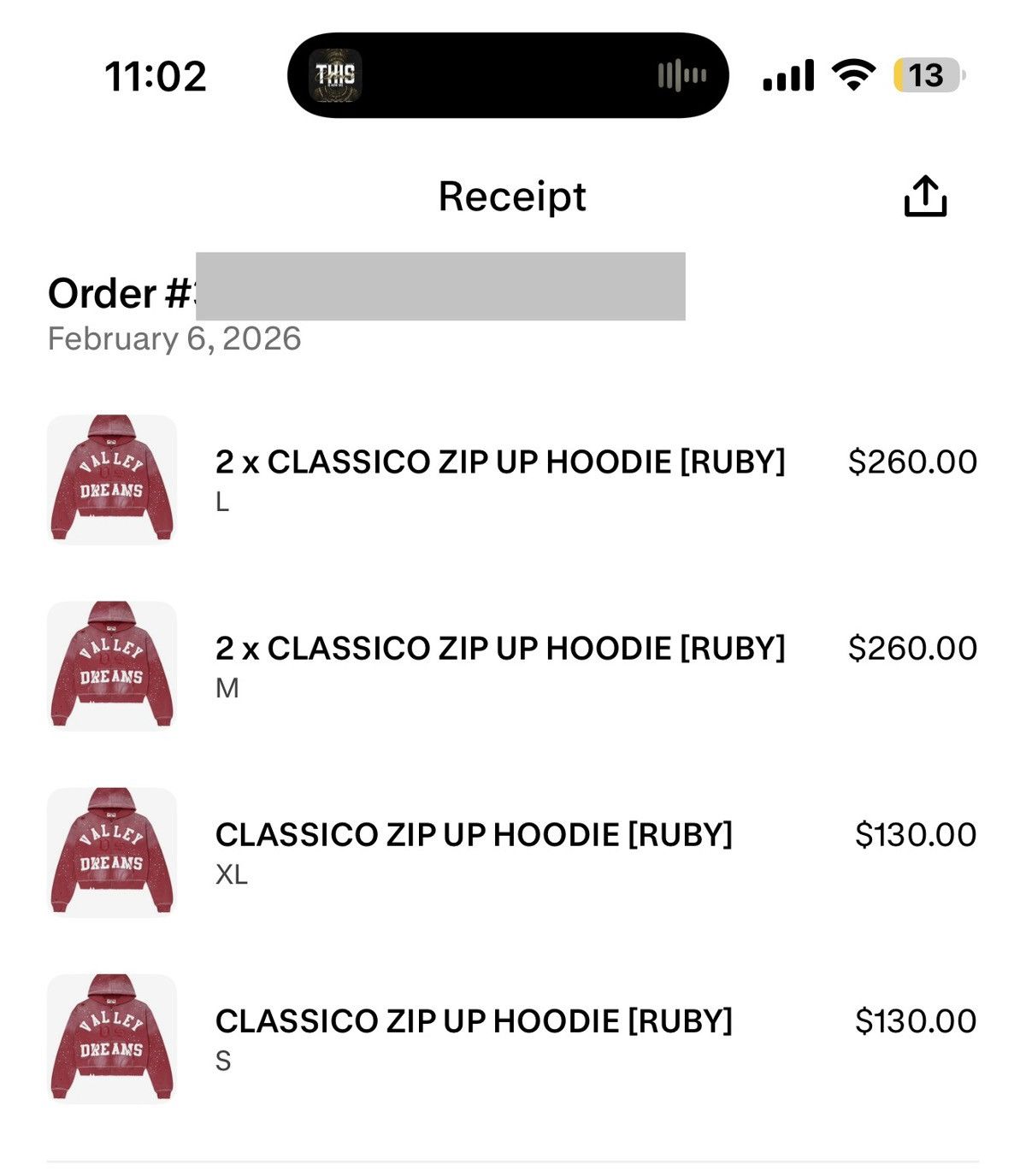 Vale Vale Forever Classico Zip Up Hoodie Ruby Size US XL / EU 56 / 4 - 7 Thumbnail