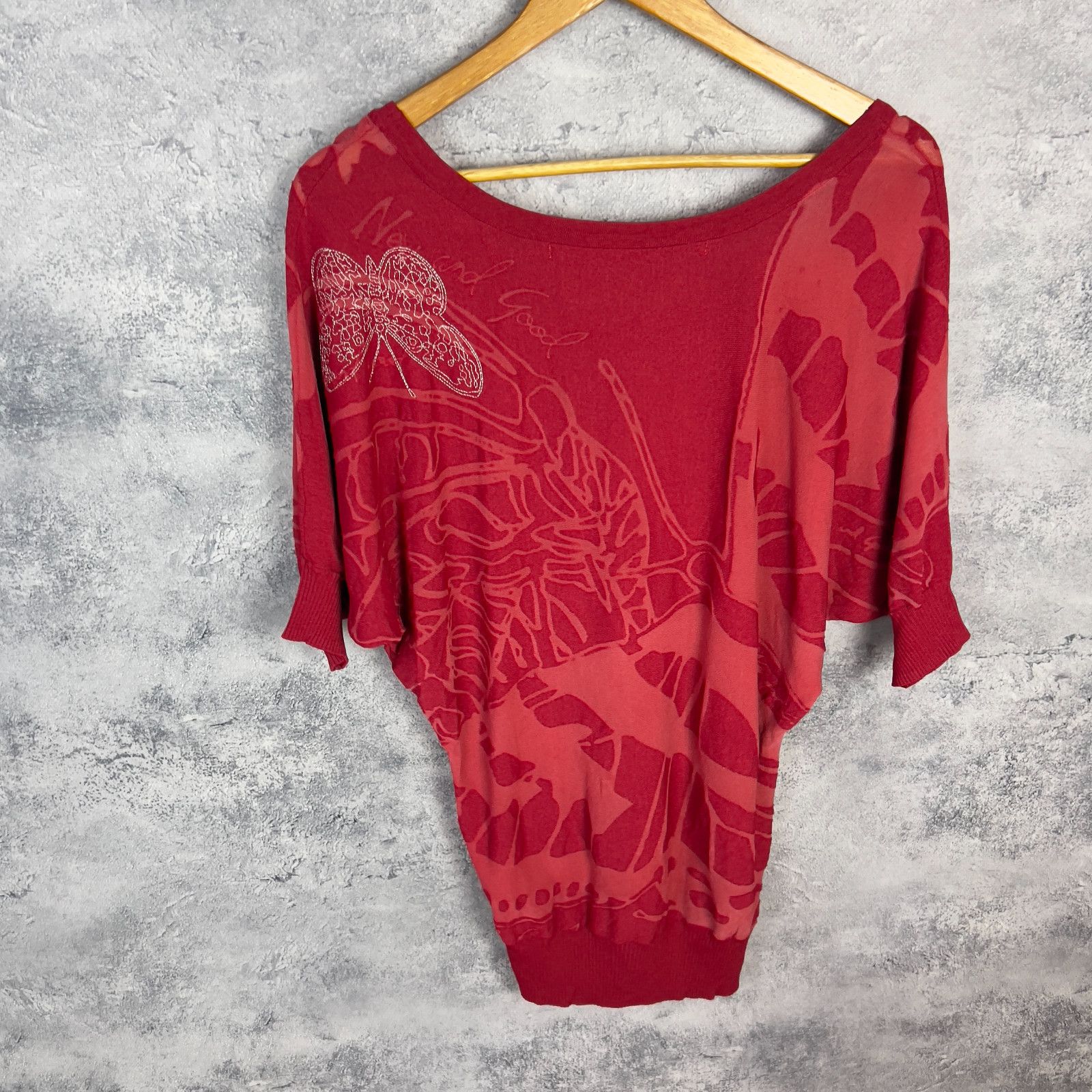 Desigual Desigual Blouse Women's Size L Red Short Sleeve` Size L / US 10 / IT 46 - 6 Thumbnail