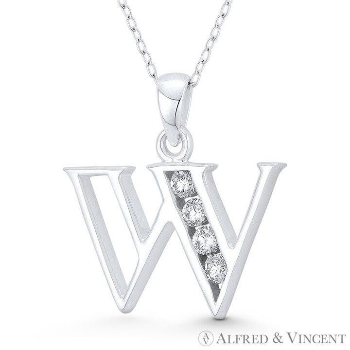 Other Initial Letter "W" CZ Crystal Charm Pendant Size ONE SIZE - 1 Preview