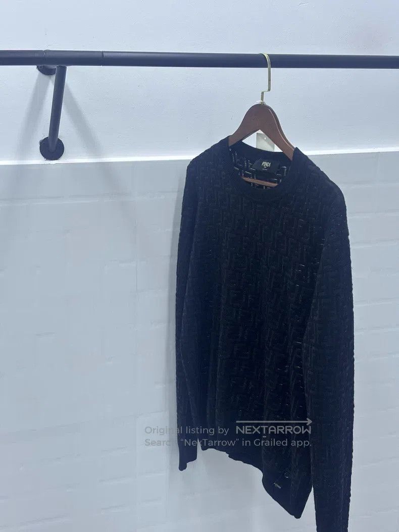 Fendi Fendi FF Pattern Round Neck Knit Woolen Sweater - Black Size US L / EU 52-54 / 3 - 8 Thumbnail