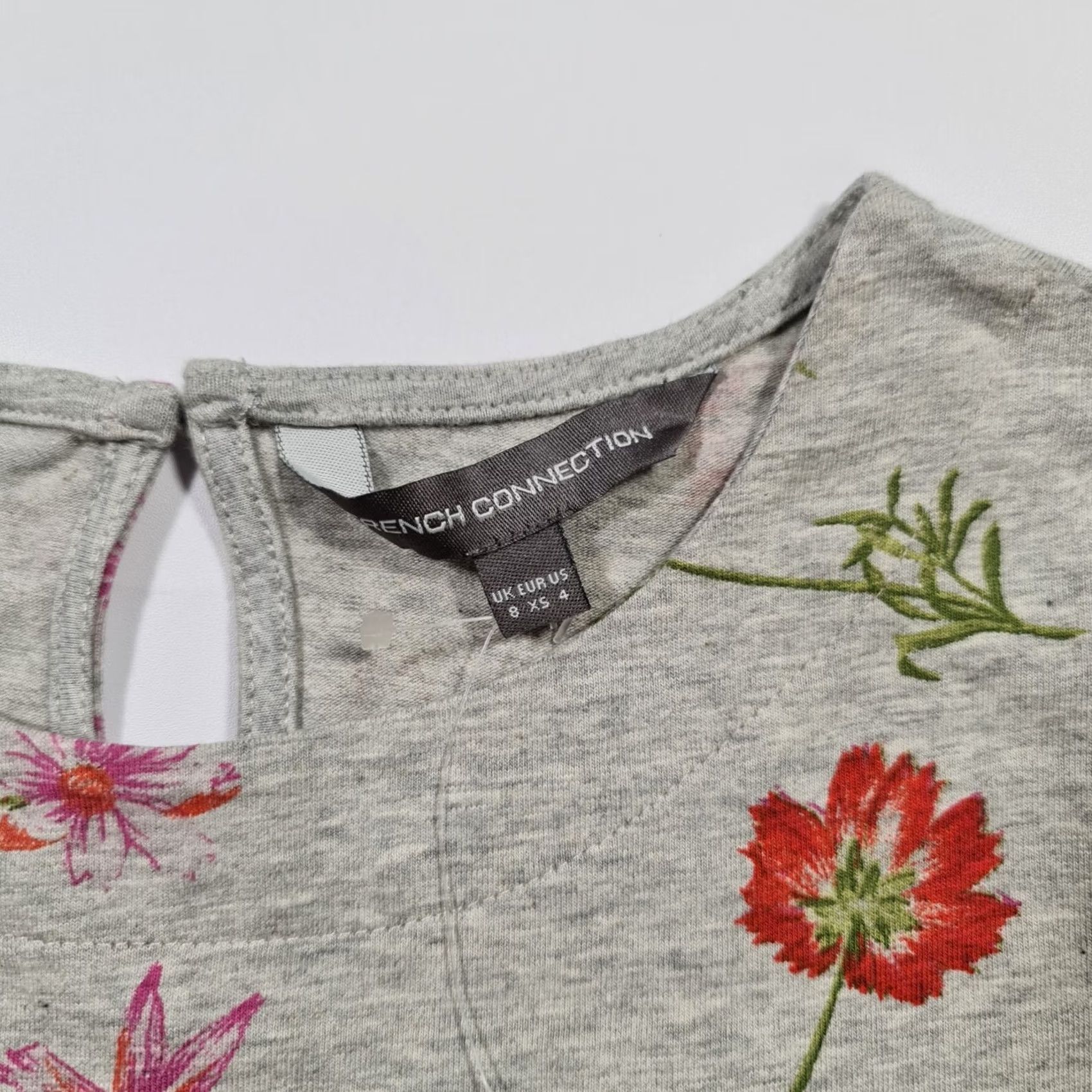 French Connection French Connection Womens Dress Grey 8 UK Floral Short Sleeves Jersey Bodycon Dress Size M / US 6-8 / IT 42-44 - 3 Thumbnail