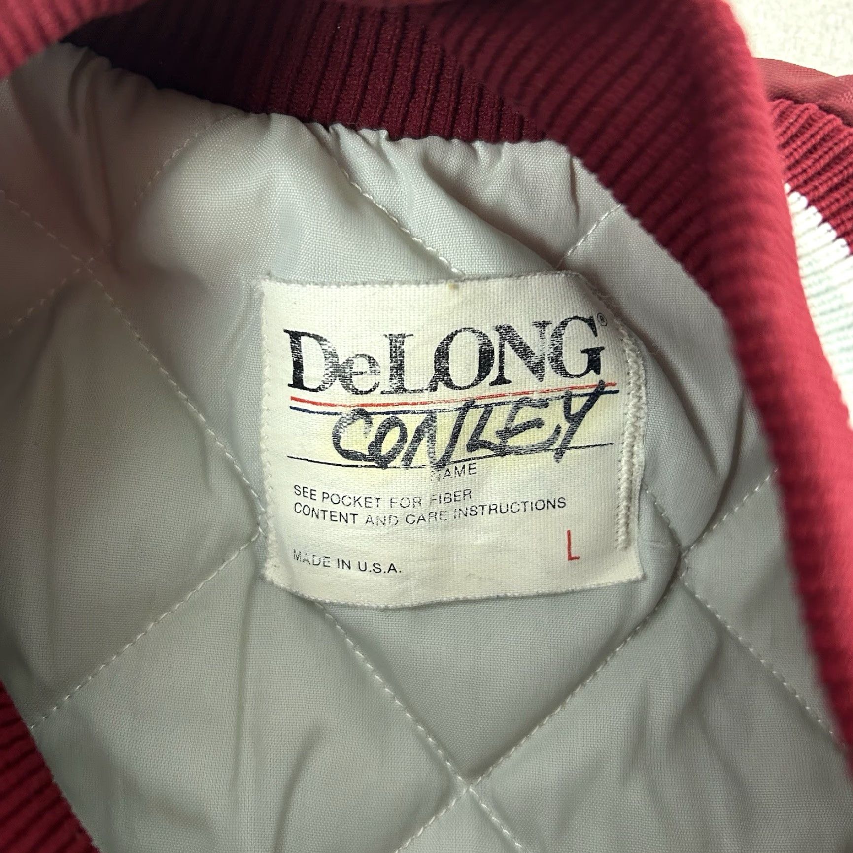 Vintage VINTAGE DeLong Athletic Jacket Oilers Red Made in USA Mens Large 80s 90s Jacket Casual Snap Varsity Men Red 80s 90s Oilers Size US L / EU 52-54 / 3 - 4 Thumbnail