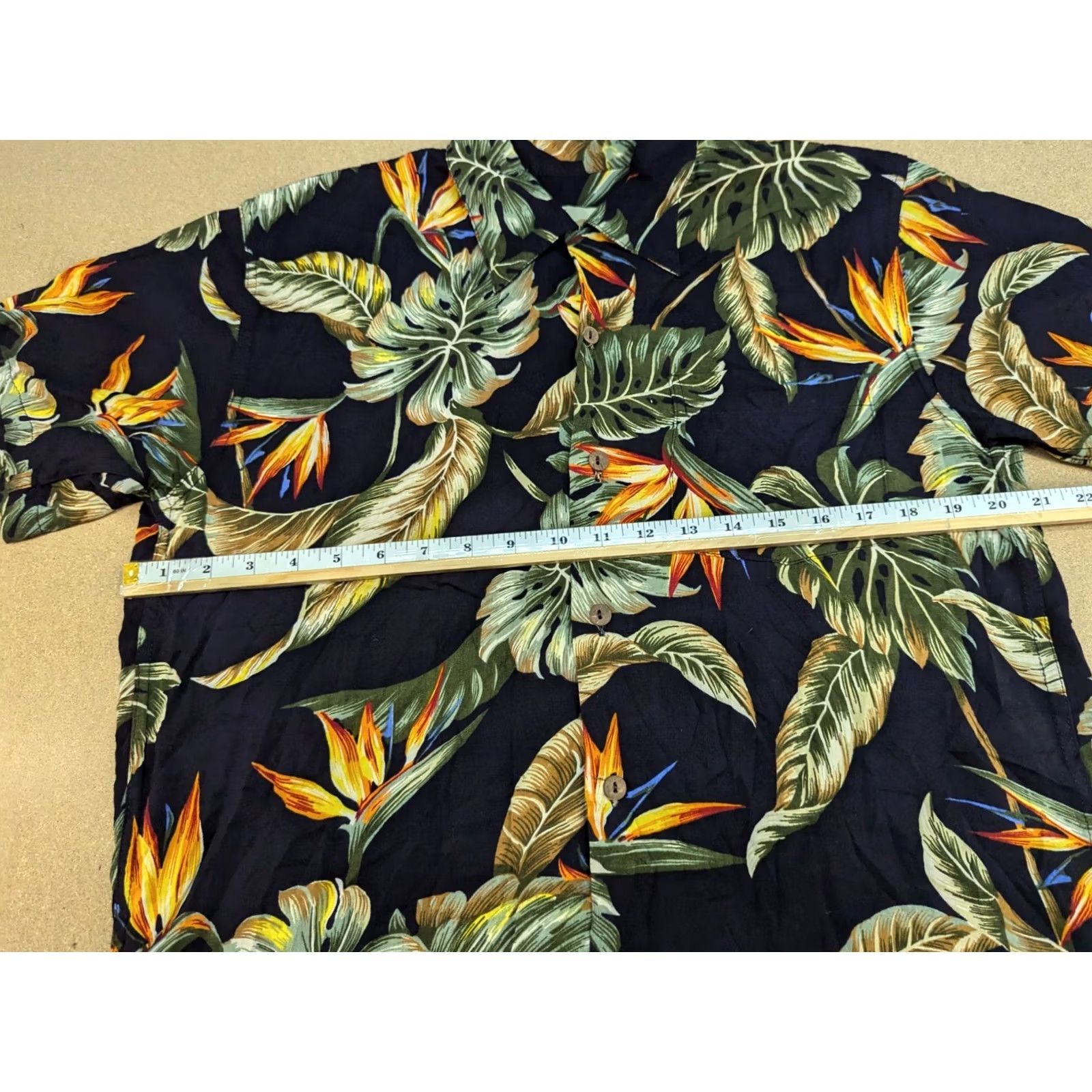Gloverall Karmakula Mens Hawaiian Shirt Size 1 Floral Leaf All Over Print AOP Short Sleeve Shirt Mens Yellow Hawaiian 90s Theme Size US XS / EU 42 / 0 - 5 Thumbnail