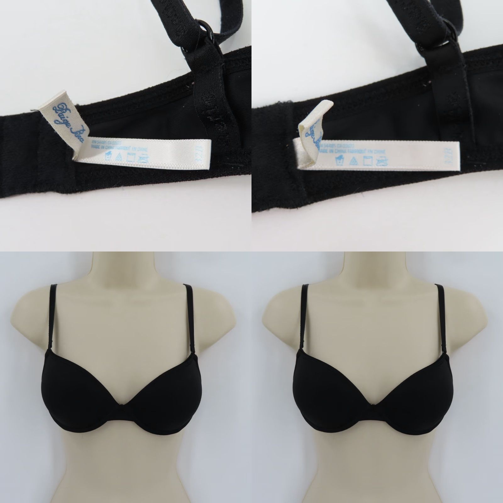 Vintage Aerie Paige Bra Solid Black Underwire Padded Push Up Women Adjustable Straps 32B Size ONE SIZE - 9 Thumbnail