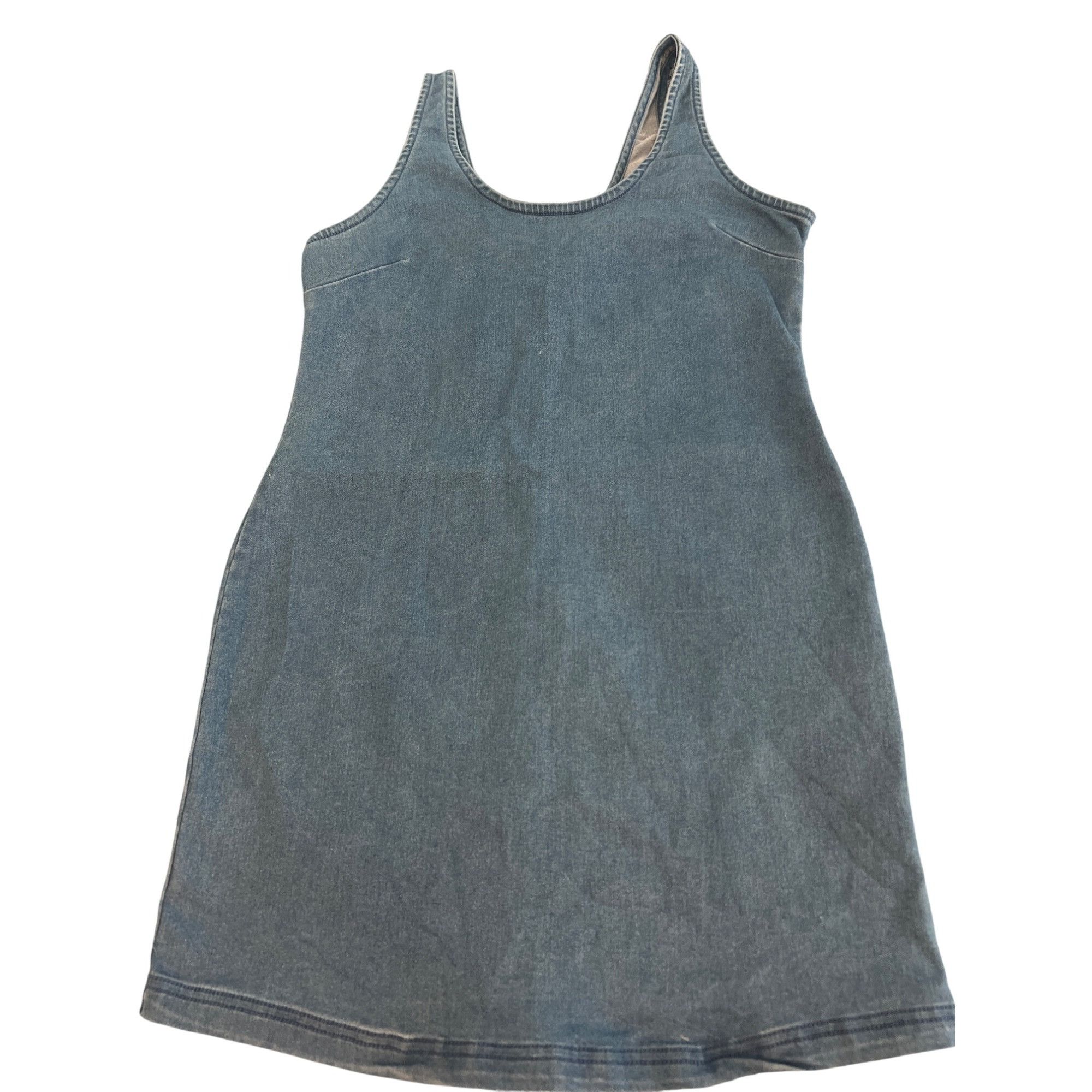 New Look New Look Blue Denim Bodycon Dress Fitted Sleeveless Back Zip Size L / US 10 / IT 46 - 1 Thumbnail