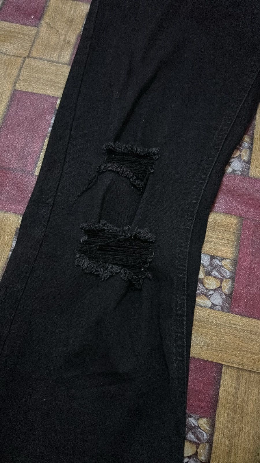 If Six Was Nine × Japanese Brand × Le Grande Bleu (L.G.B.) Wax Jeans Distressed Flare Jeans Size 28" / US 6 / IT 42 - 3 Thumbnail