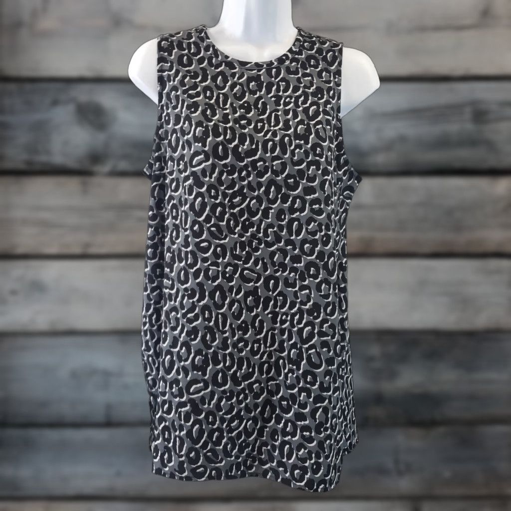 Vintage Mud Pie Womens Printed Top Sz Small Gray Black Animal Print Sleeveless Blouse Shirt Womens XS S? Size S / US 4 / IT 40 - 1 Thumbnail