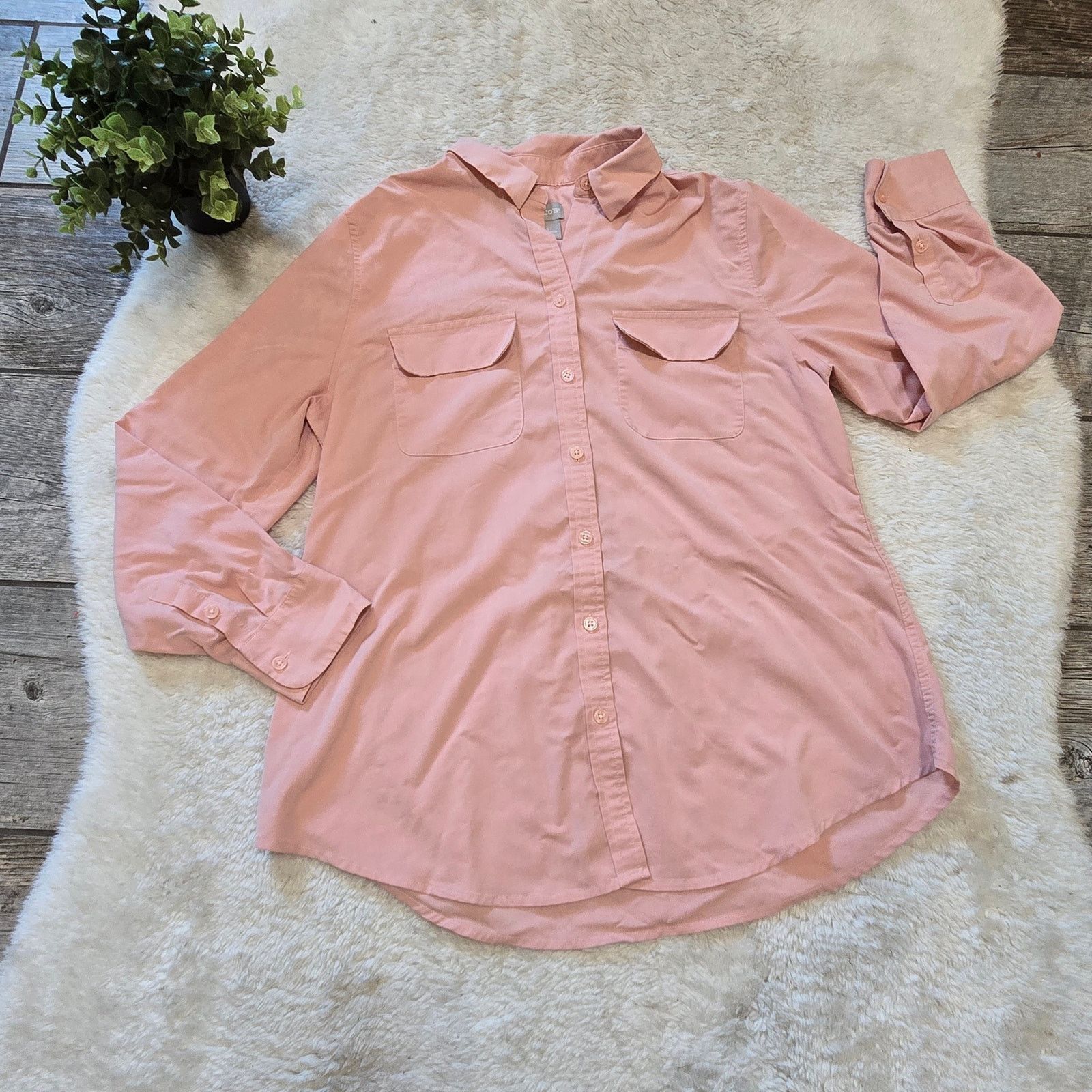 Chicos Chico's Peach Button-Up Blouse, Chico's 1 - US Medium Size M / US 6-8 / IT 42-44 - 1 Thumbnail