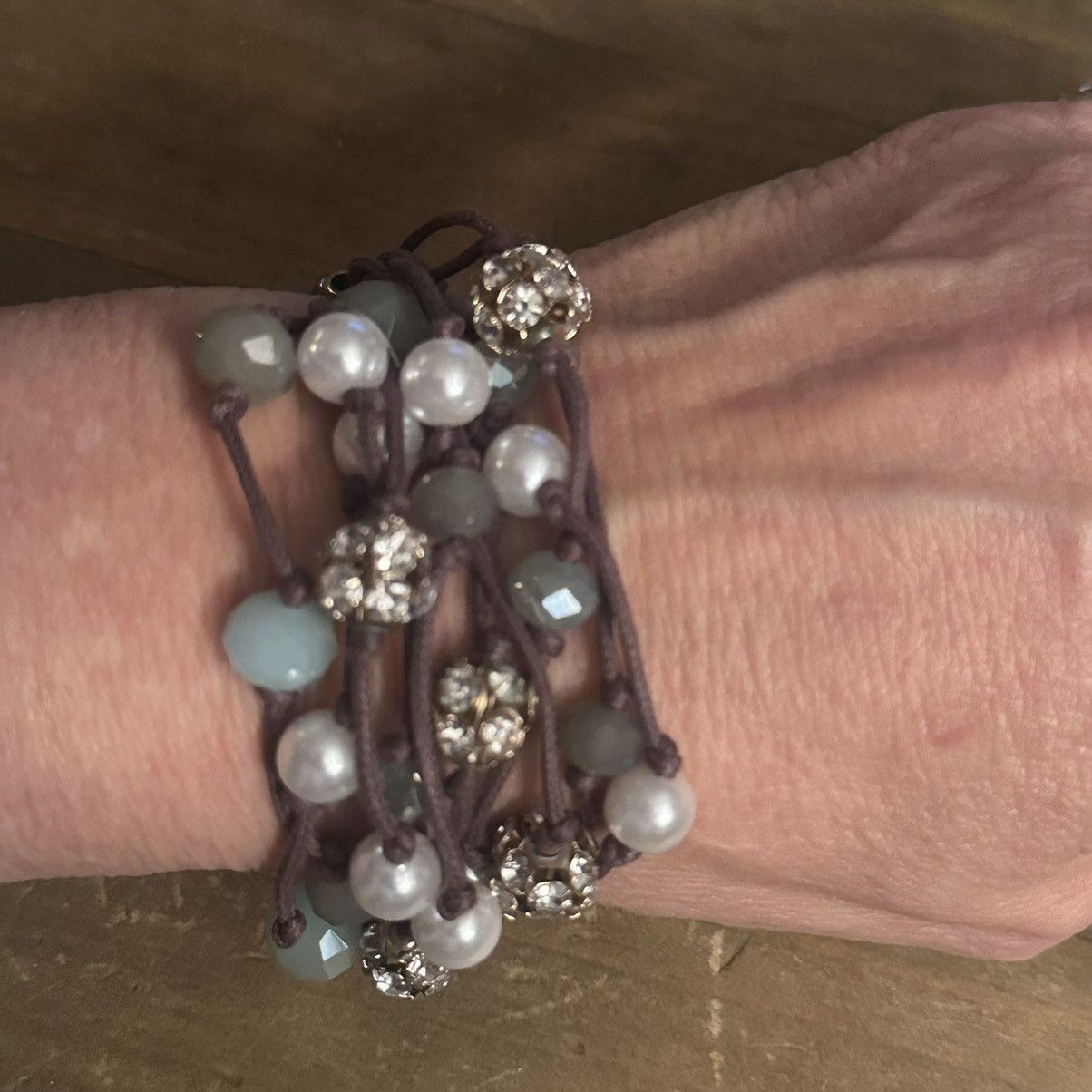Other Multi strand cluster bead leather cord adjustable bracelet Size ONE SIZE - 4 Thumbnail