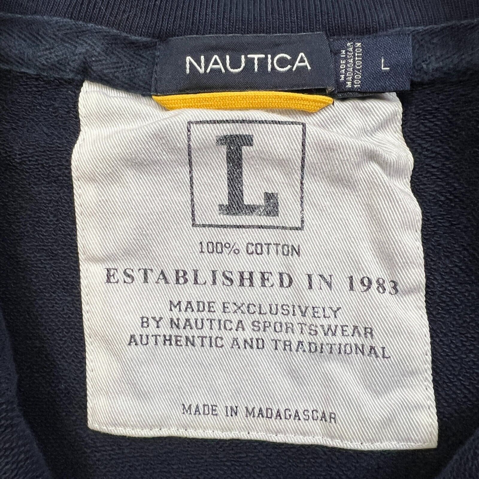 Nautica × Vintage Nautica Sweatshirt Large 1/4 Zip Spell Out Pullover Jacket Size US L / EU 52-54 / 3 - 6 Thumbnail