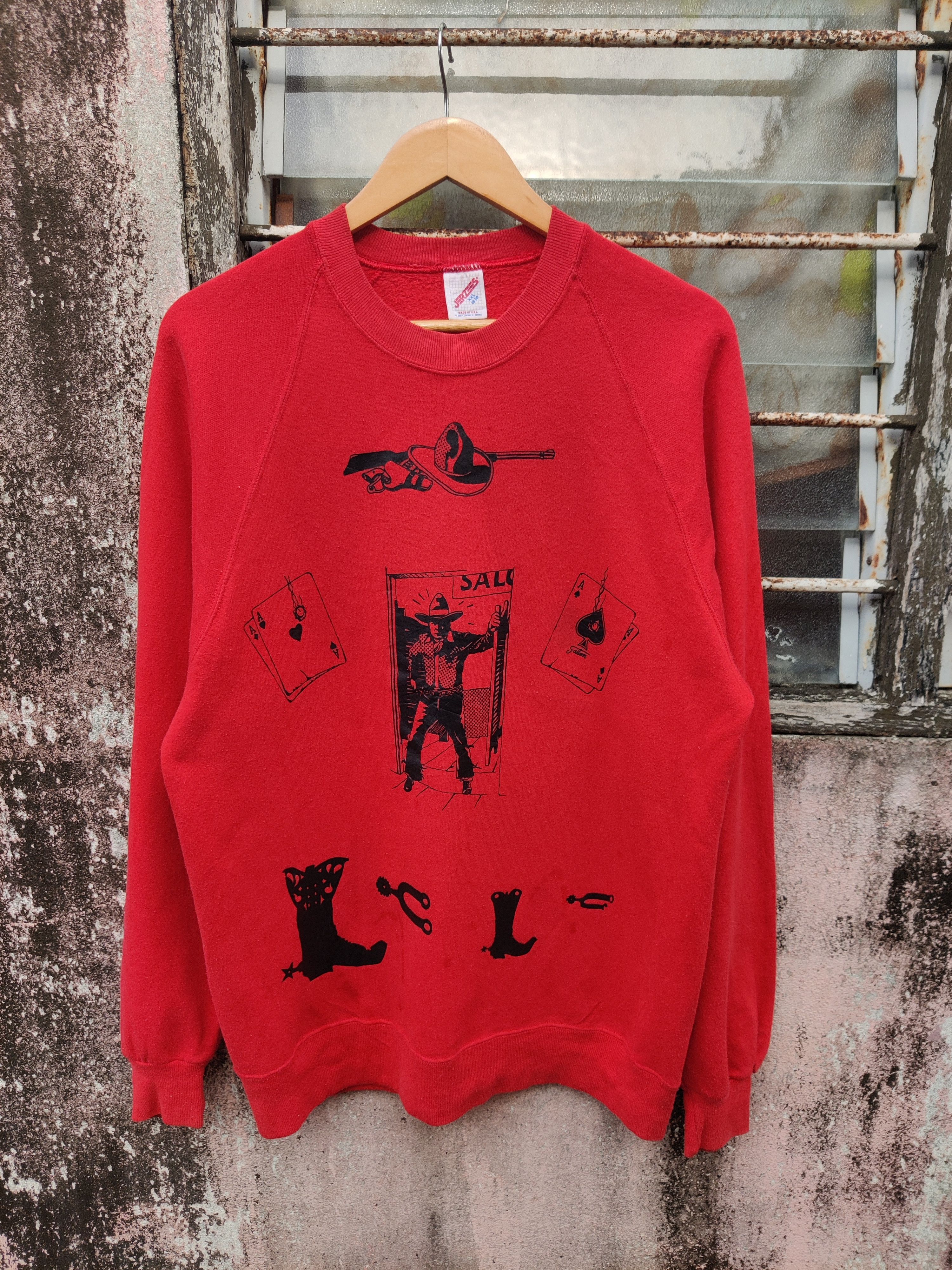 Vintage Vintage Western Cowboy Spades Aces Sweatshirt Size US XXL / EU 58 / 5 - 2 Thumbnail