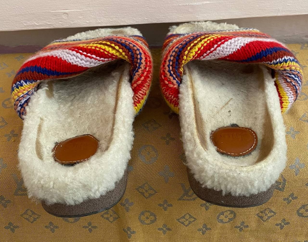 Chloe × See by Chloe $725 Chloe Wavy Knit Genuine Shearling Lined Slide Sandals Size US 7 / IT 37 - 5 Thumbnail