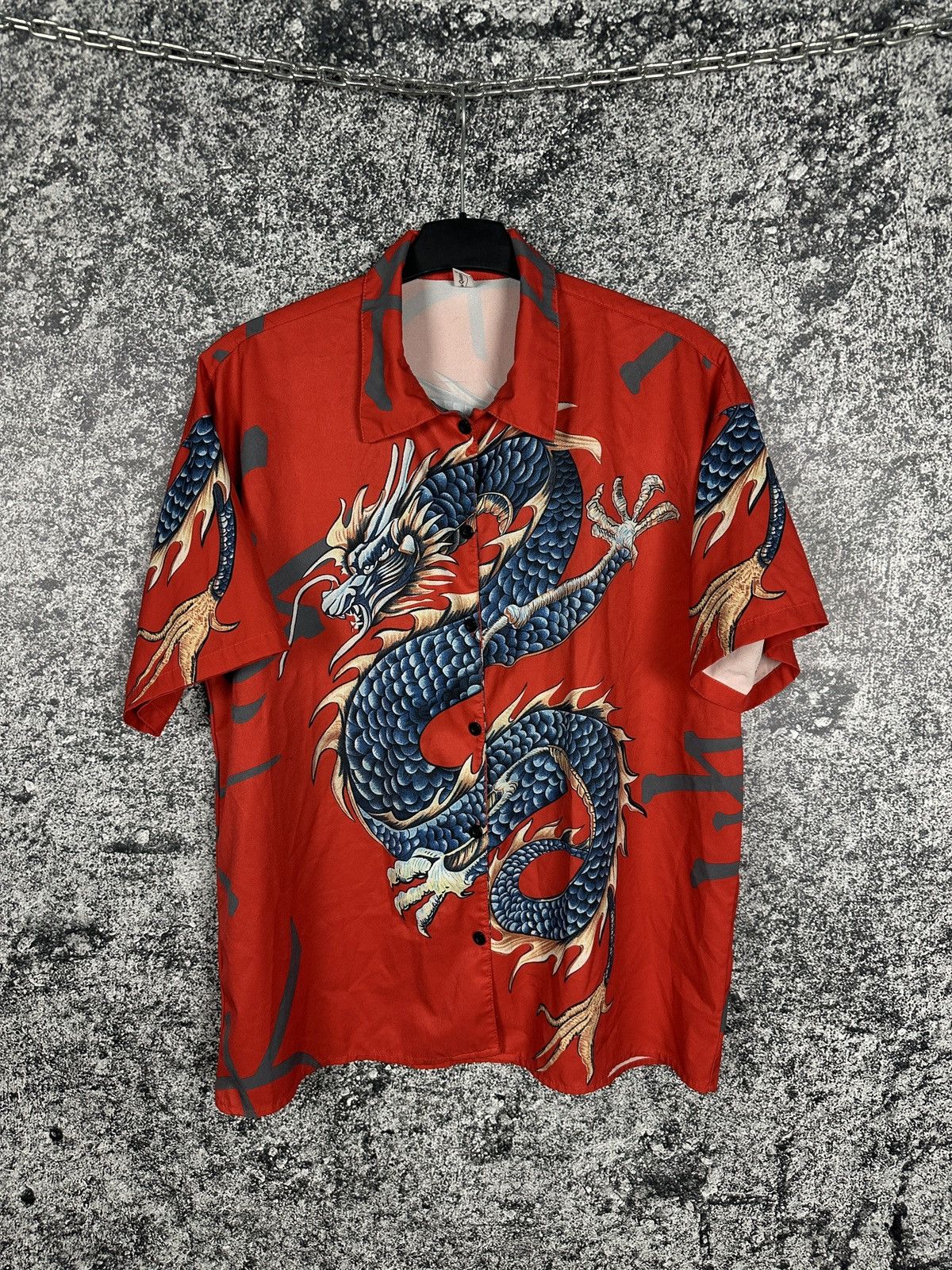 Japanese Brand Dragon Print Y2K Shirt Short Sleeve Button Up Hawaiian Style Size US XL / EU 56 / 4 - 1 Thumbnail