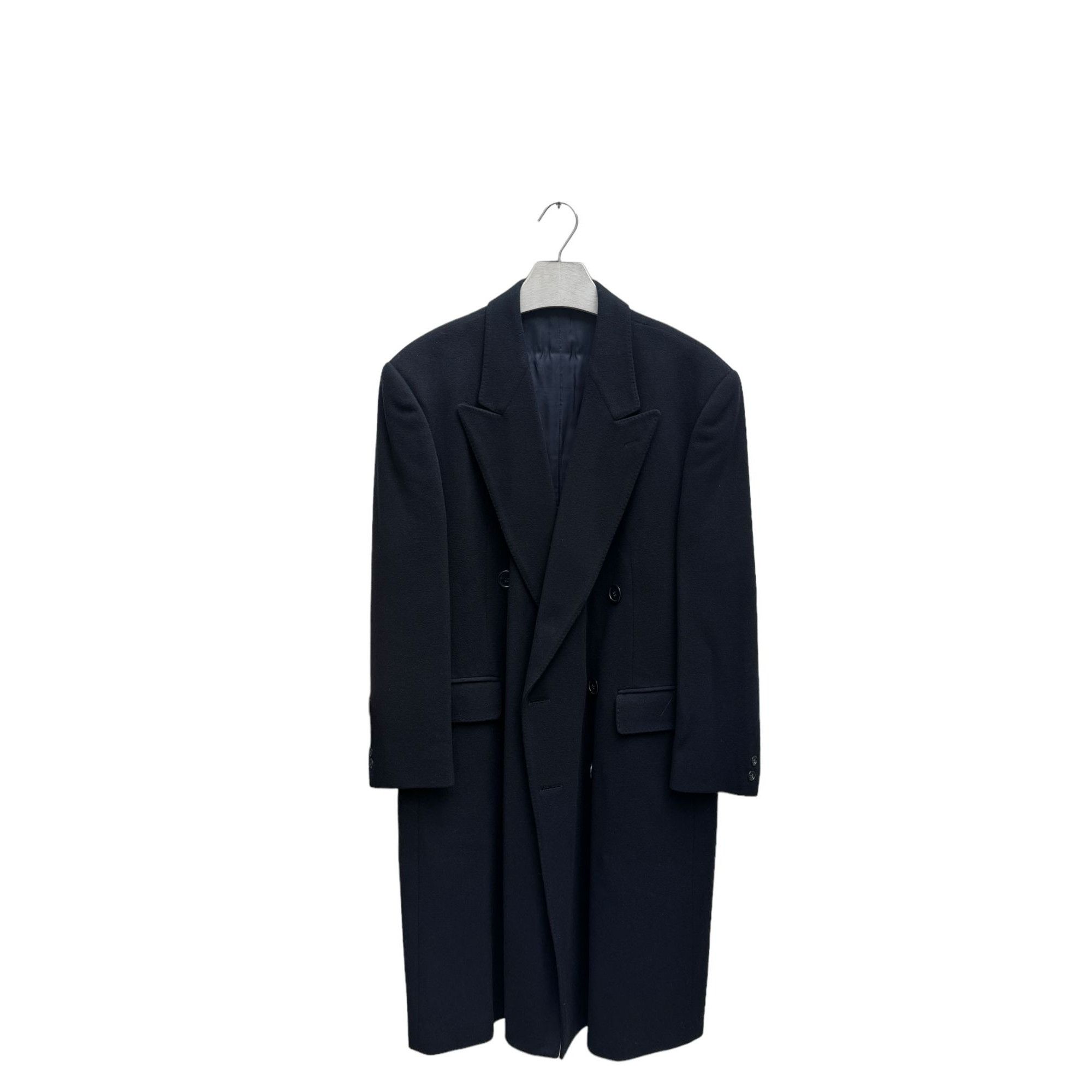 image of YVES Saint Laurent Dark Navy Cashmere Double Breasted Coat, Men's (Size Large)