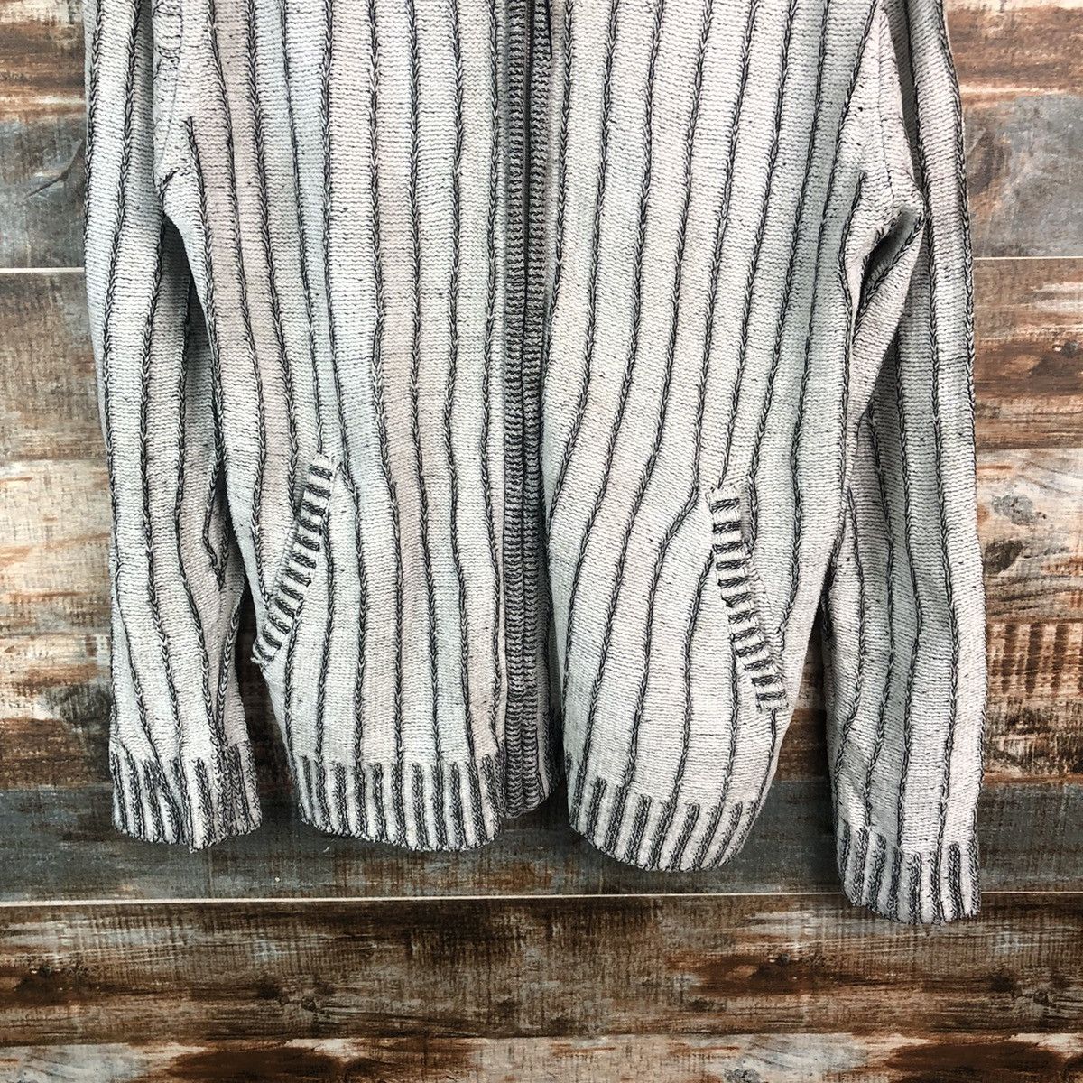 Homespun Knitwear DL Foravi White stripe sweater Hoodie Knitwear #C497 Size US M / EU 48-50 / 2 - 6 Thumbnail