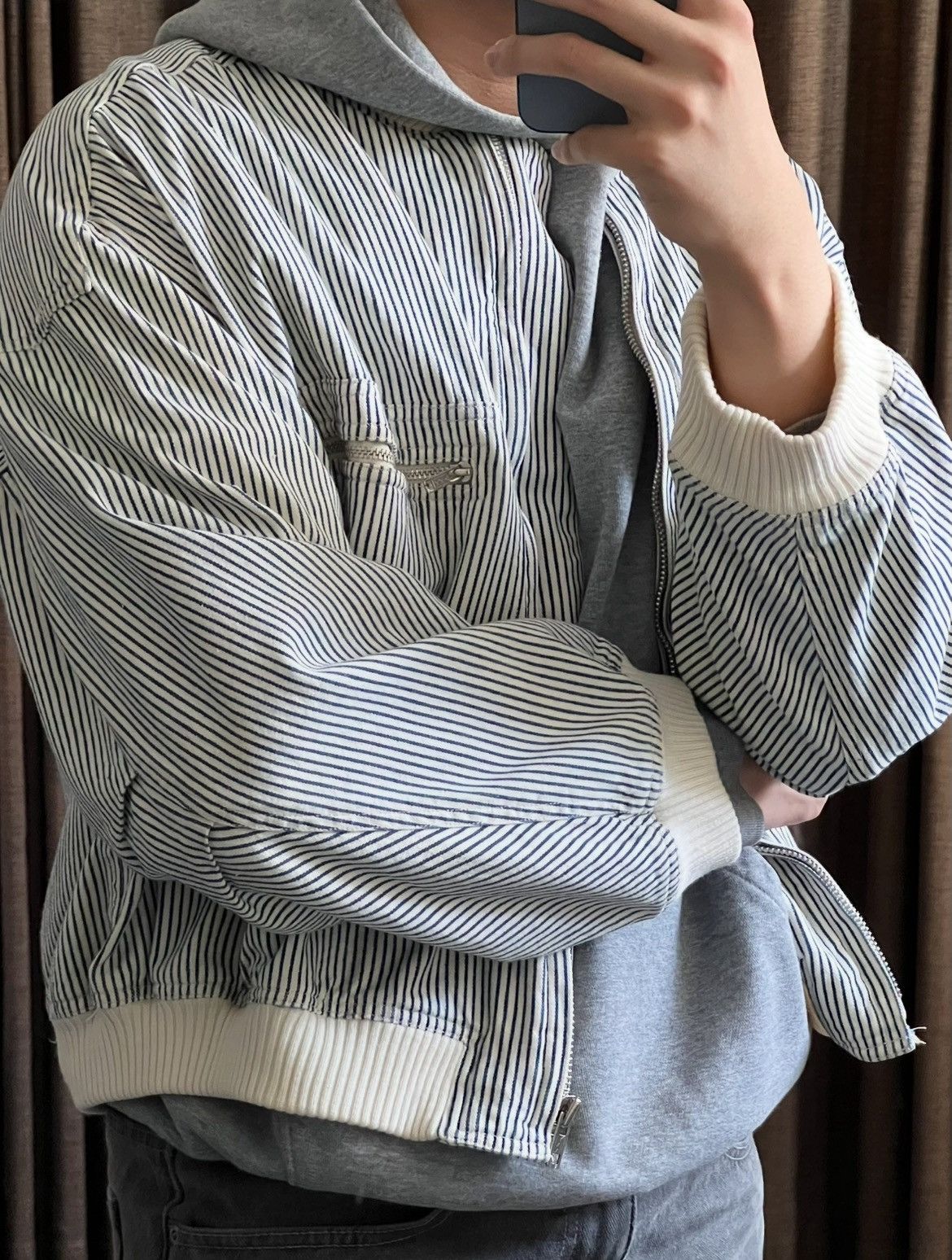 Issey Miyake FINAL DROP Vintage IS Issey Miyake Striped Bomber Jacket Size US M / EU 48-50 / 2 - 5 Thumbnail