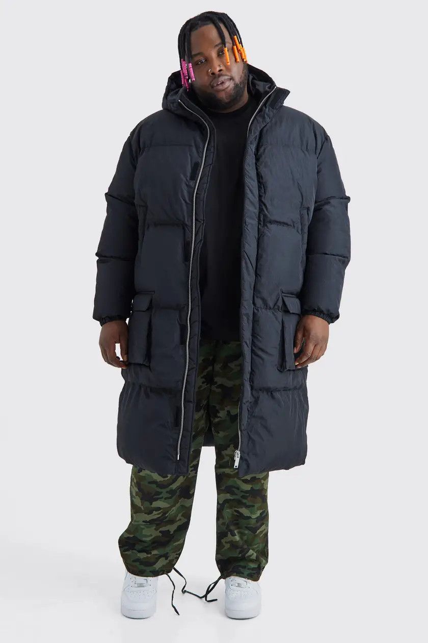 Boohoo BooHoo Men's Plus 4 Pocket Longline Hooded Puffer Jacket Size US XXL / EU 58 / 5 - 1 Thumbnail