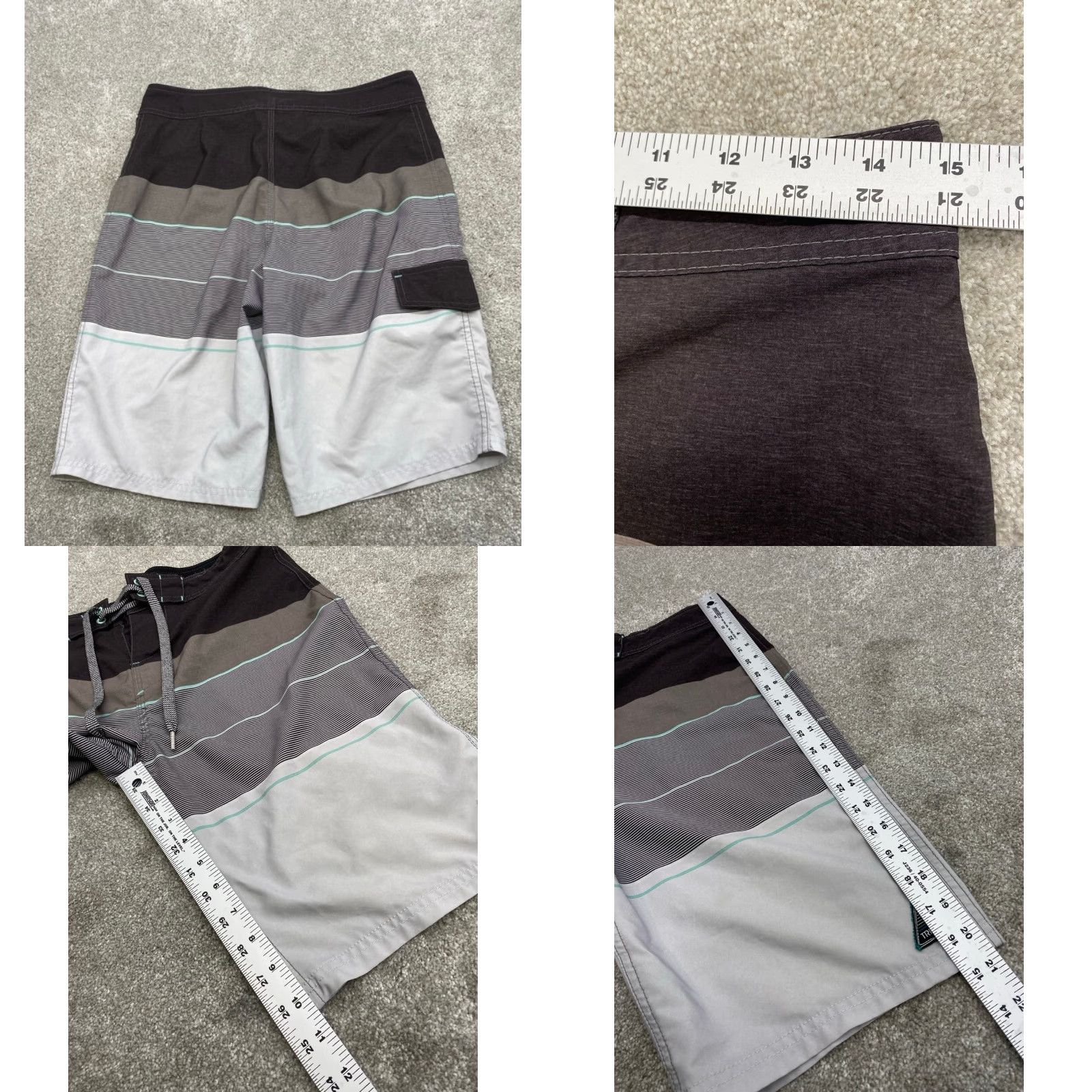 Vintage Trinity Board Shorts Mens 28 Black Gray Striped Drawstring Swim Trunks 5586 Size US 28 / EU 44 - 8 Thumbnail