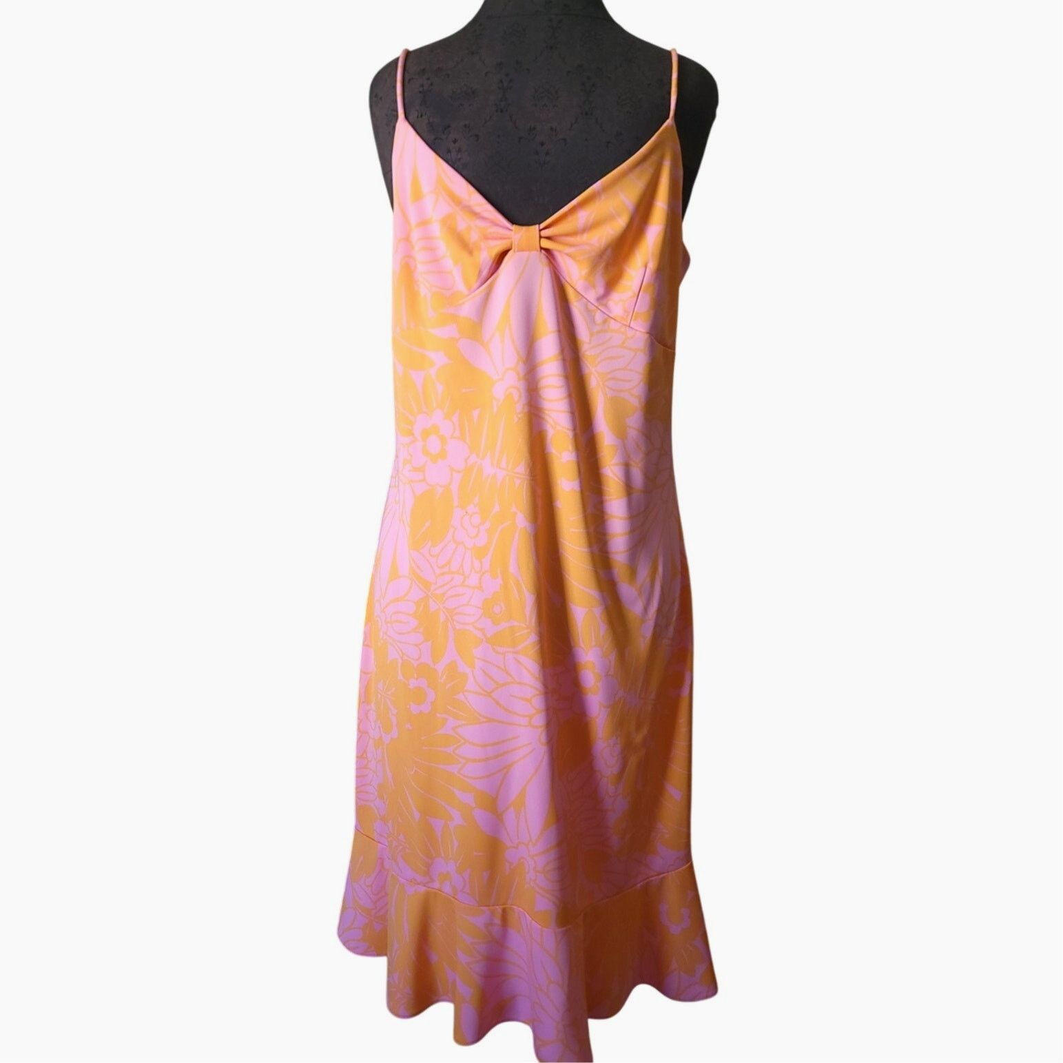 Michael Kors Michael Kors Women’s Pink Orange Floral Slip Dress – Size L Size L / US 10 / IT 46 - 1 Thumbnail