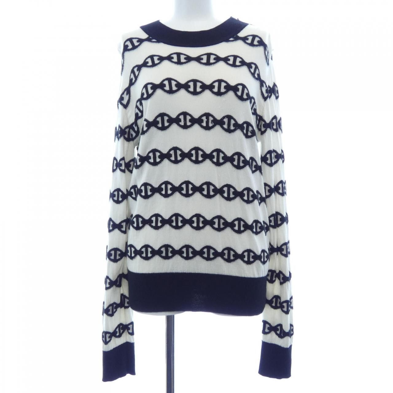 Hermes Hermes Hermes Chaine d’Ancre Silk Cashmere Knit Textile Tops DUTY FREE for USA Size ONE SIZE - 1 Thumbnail