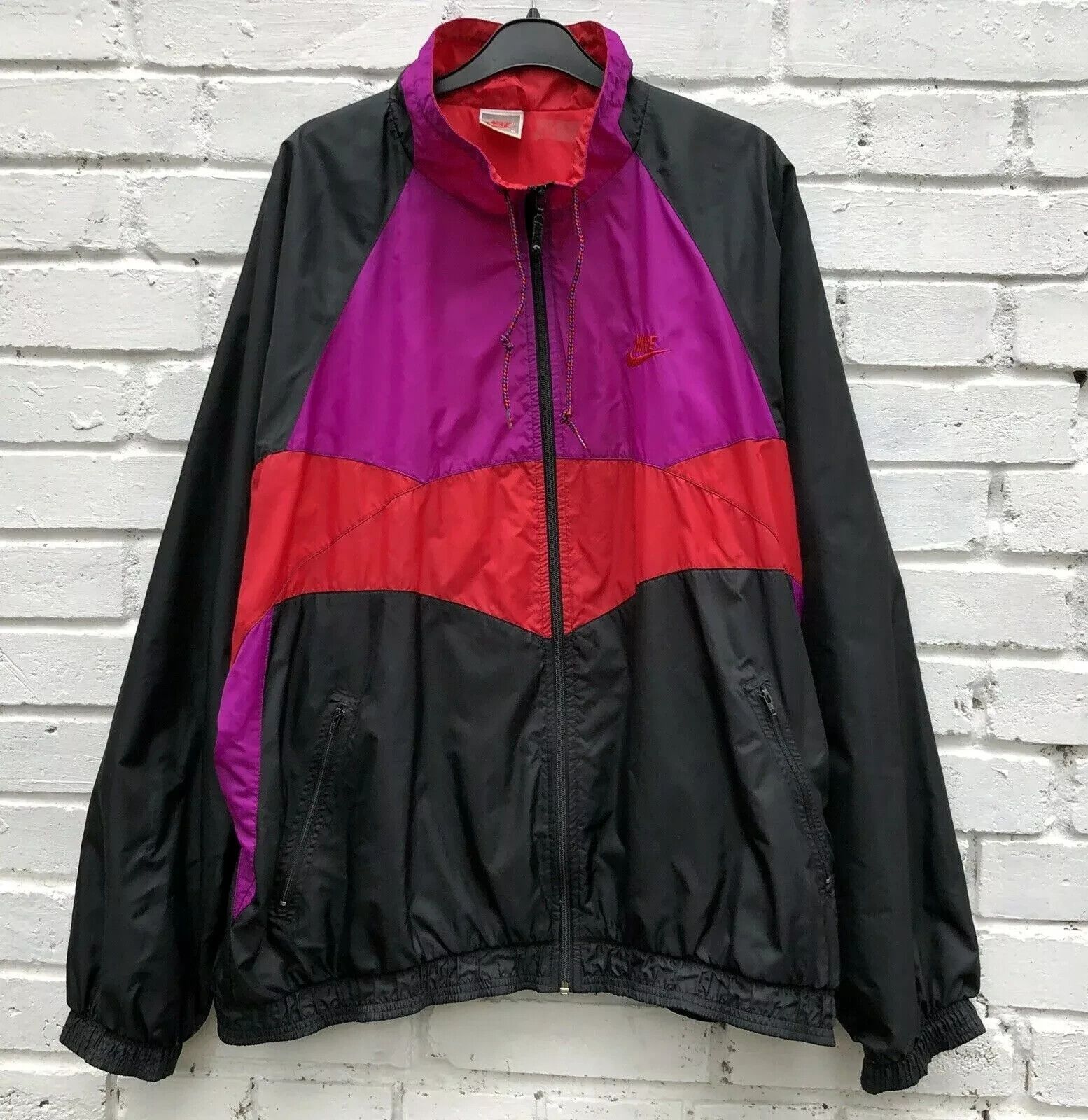 Nike NIKE VINTAGE 1990s TRACK JACKET NYLON RAVE BLOCK WINDRUNER Size US XL / EU 56 / 4 - 7 Thumbnail