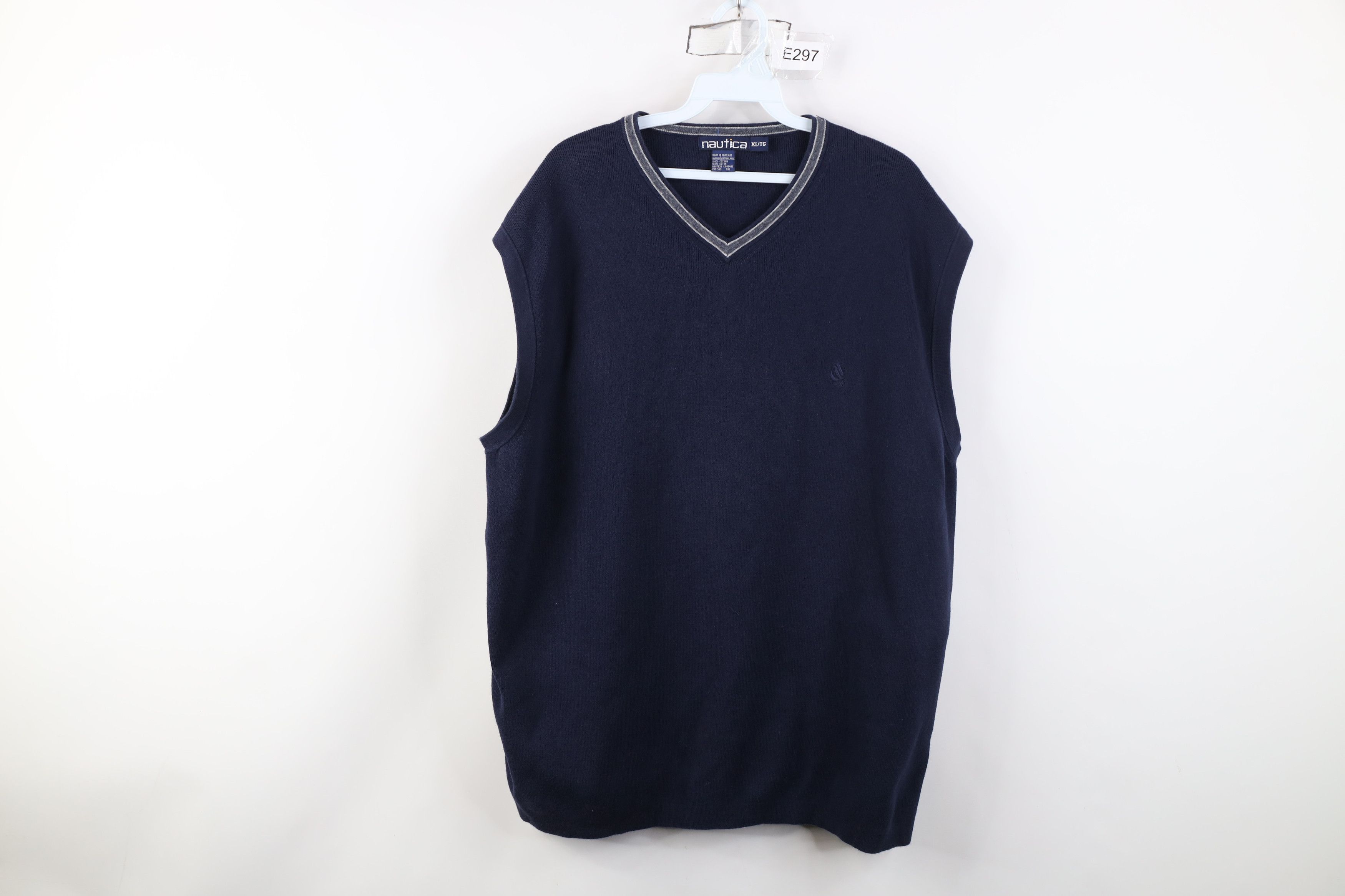 Nautica Vintage 90s Nautica Cotton Ribbed Knit Sweater Vest Blue Size US XL / EU 56 / 4 - 1 Thumbnail