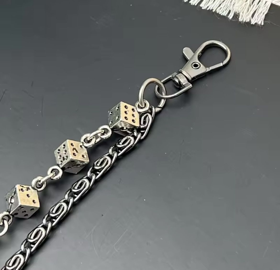 Jean × Vintage Punk Leather Metal Dice Jeans Chain Accessories Size ONE SIZE - 4 Thumbnail
