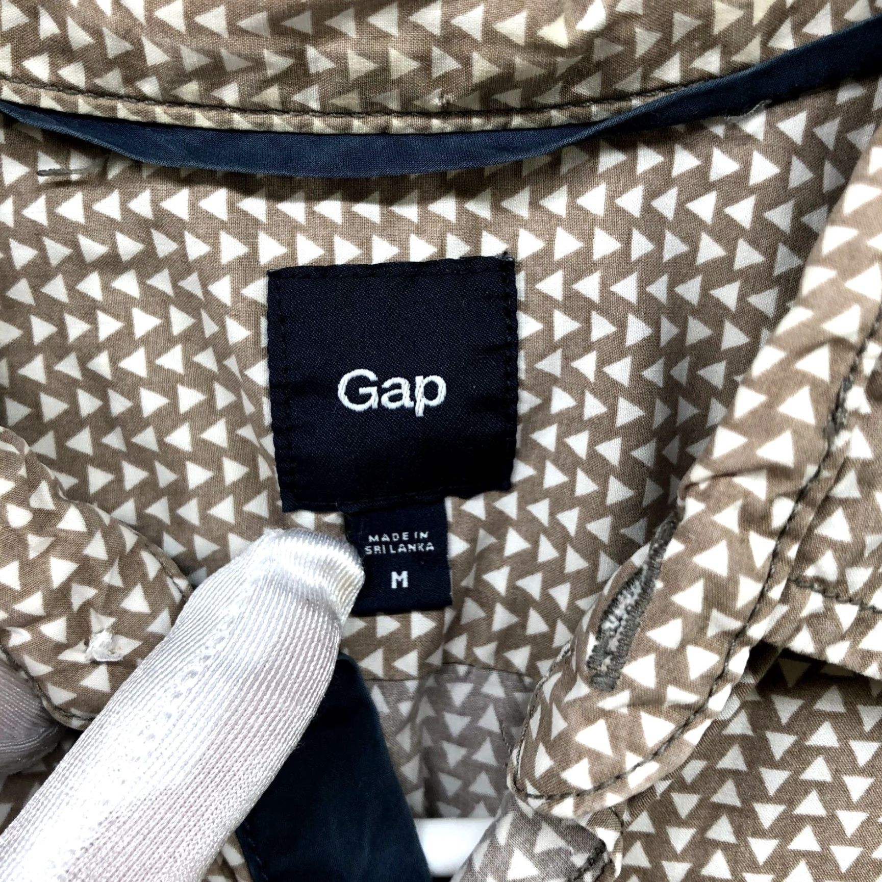 Gap GAP Button Down Shirt Mens M Short Sleeve Cotton Taupe Printed Summer Shirt Size US M / EU 48-50 / 2 - 5 Thumbnail
