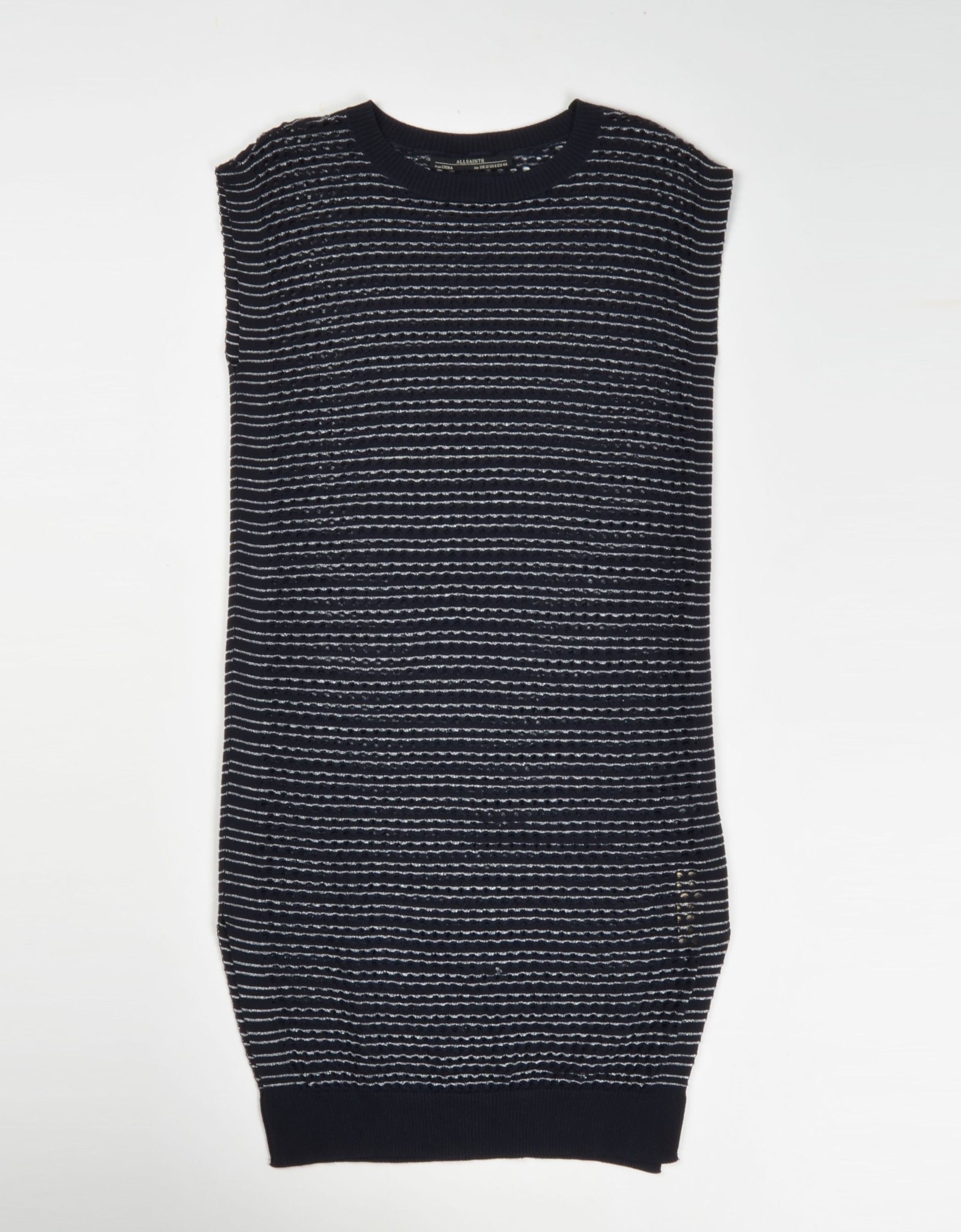 Allsaints AllSaints Navy Blue Open Knit Sleeveless Dress Size M / US 6-8 / IT 42-44 - 4 Thumbnail