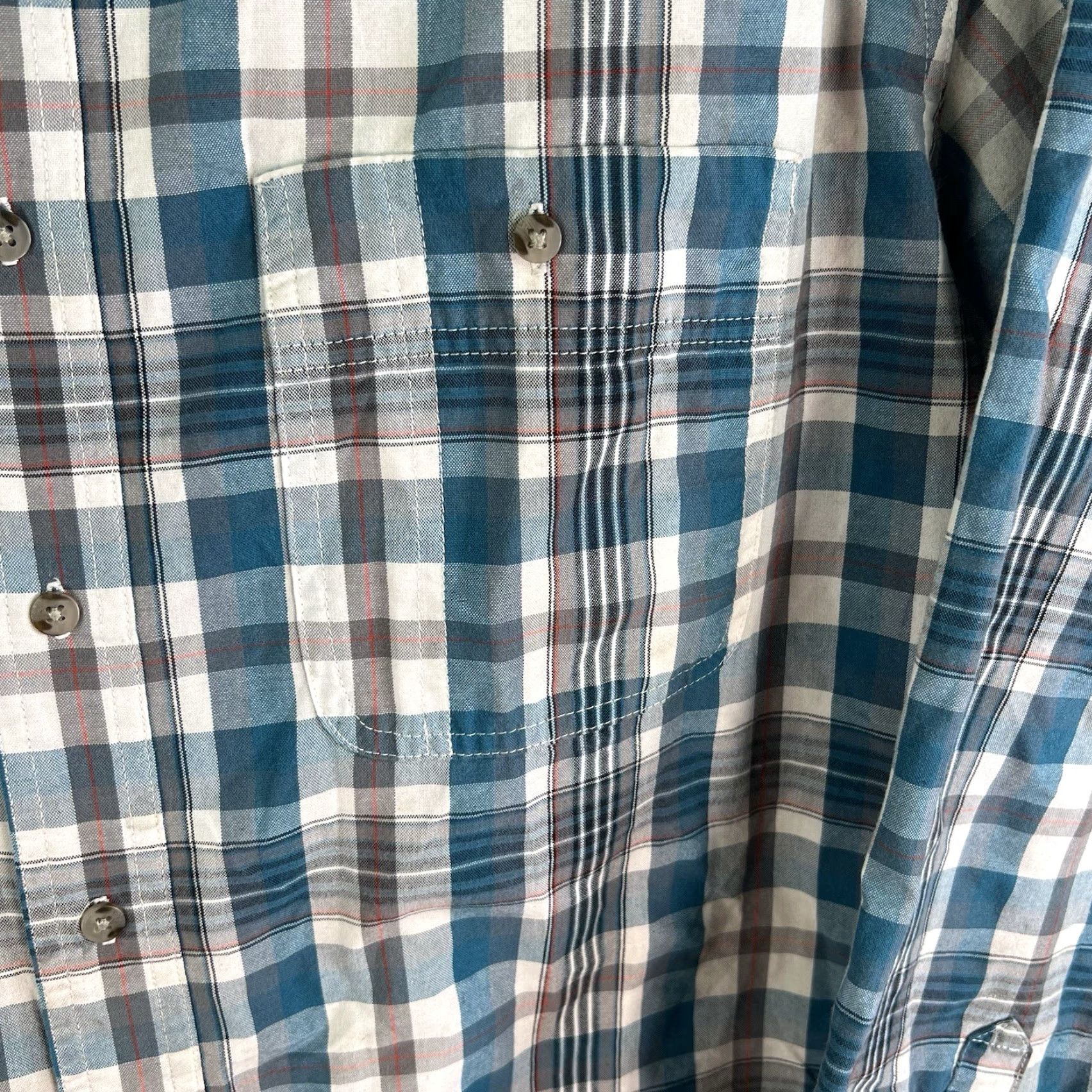 Wrangler VINTAGE? No — Wrangler Rugged Wear Plaid Button-Up Shirt Mens XLT Blue, Cotton Blend, Western Style, Long Sleeve, Pockets, Regular Fit Size US XL / EU 56 / 4 - 4 Thumbnail
