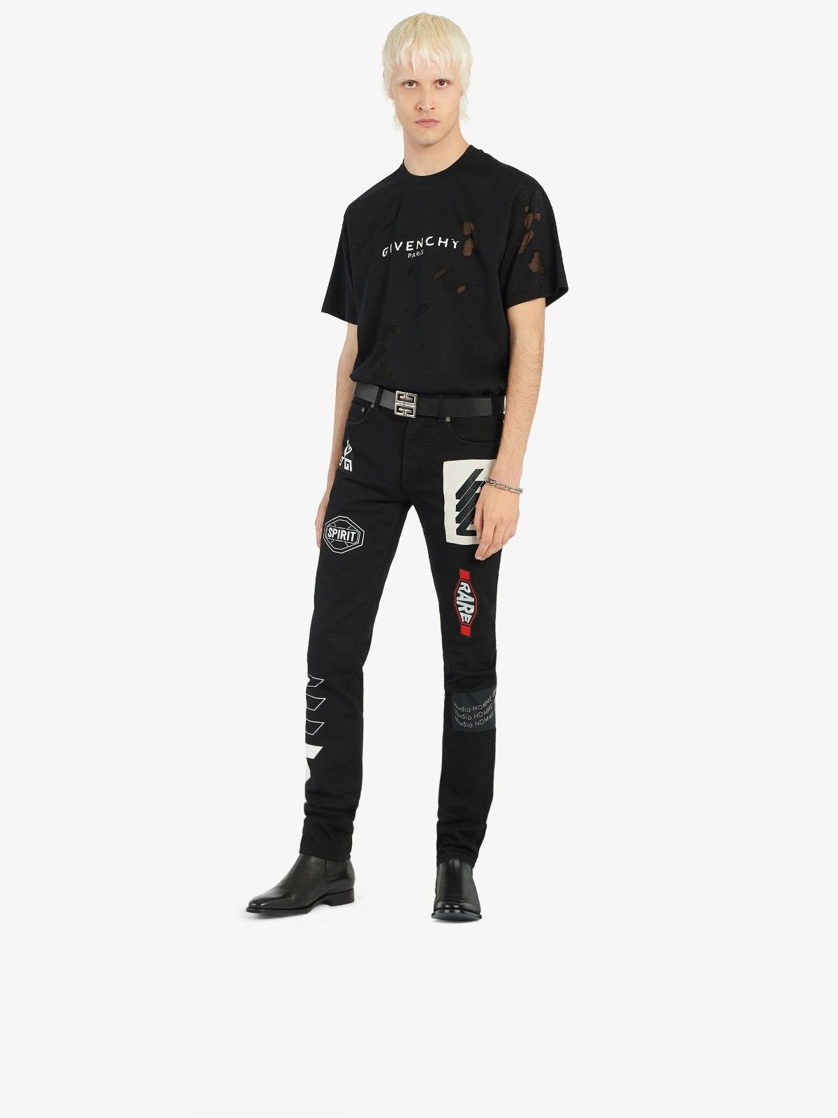 Givenchy Black Destroyed Blurred Logo Oversized T-Shirt Size US XL / EU 56 / 4 - 2 Thumbnail