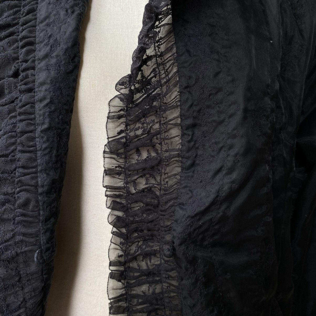 Issey Miyake Haat Black Snowflake Twins Sheer Lace Blouse Size L / US 10 / IT 46 - 20 Thumbnail