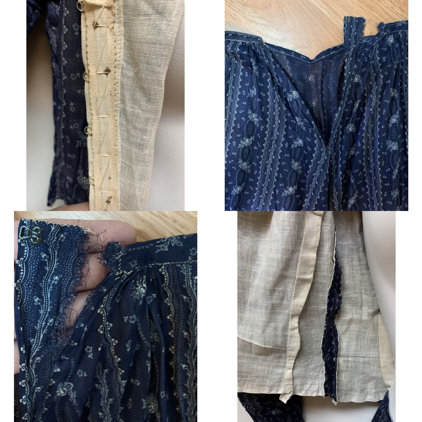 Vintage VINTAGE Antique Victorian Edwardian Dress & Top Skirt Set Long Prairie Skirt Corset Top XS/S Blue Prairie Size 4XL / US 24-26 - 8 Thumbnail