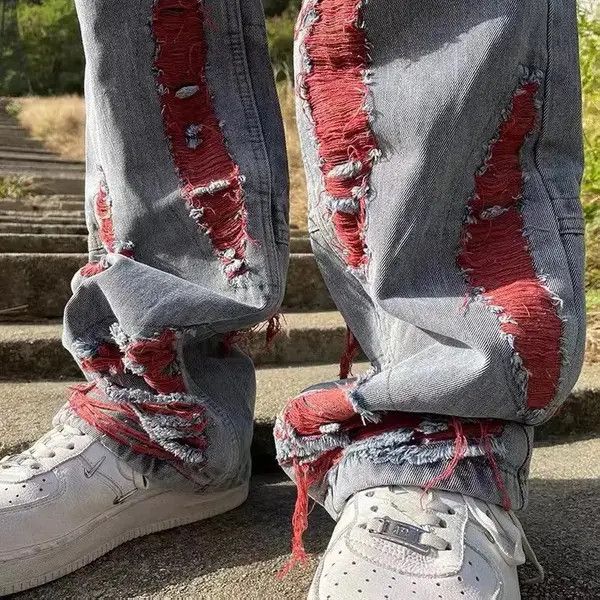 Japanese Brand Vintage Distressed Punk Harajuku-Style Straight Leg Denim Size US 32 / EU 48 - 7 Thumbnail