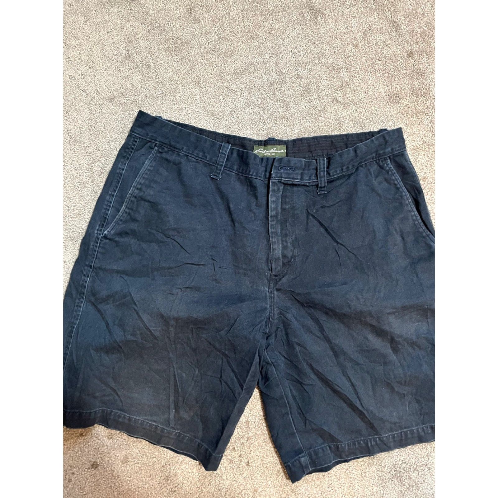 Eddie Bauer Eddie Bauer Canvas Chino Shorts Men 35 Navy Flat Front Casual Outdoor Modern Regular Blue Cotton Canvas Short Size US 35 - 2 Thumbnail