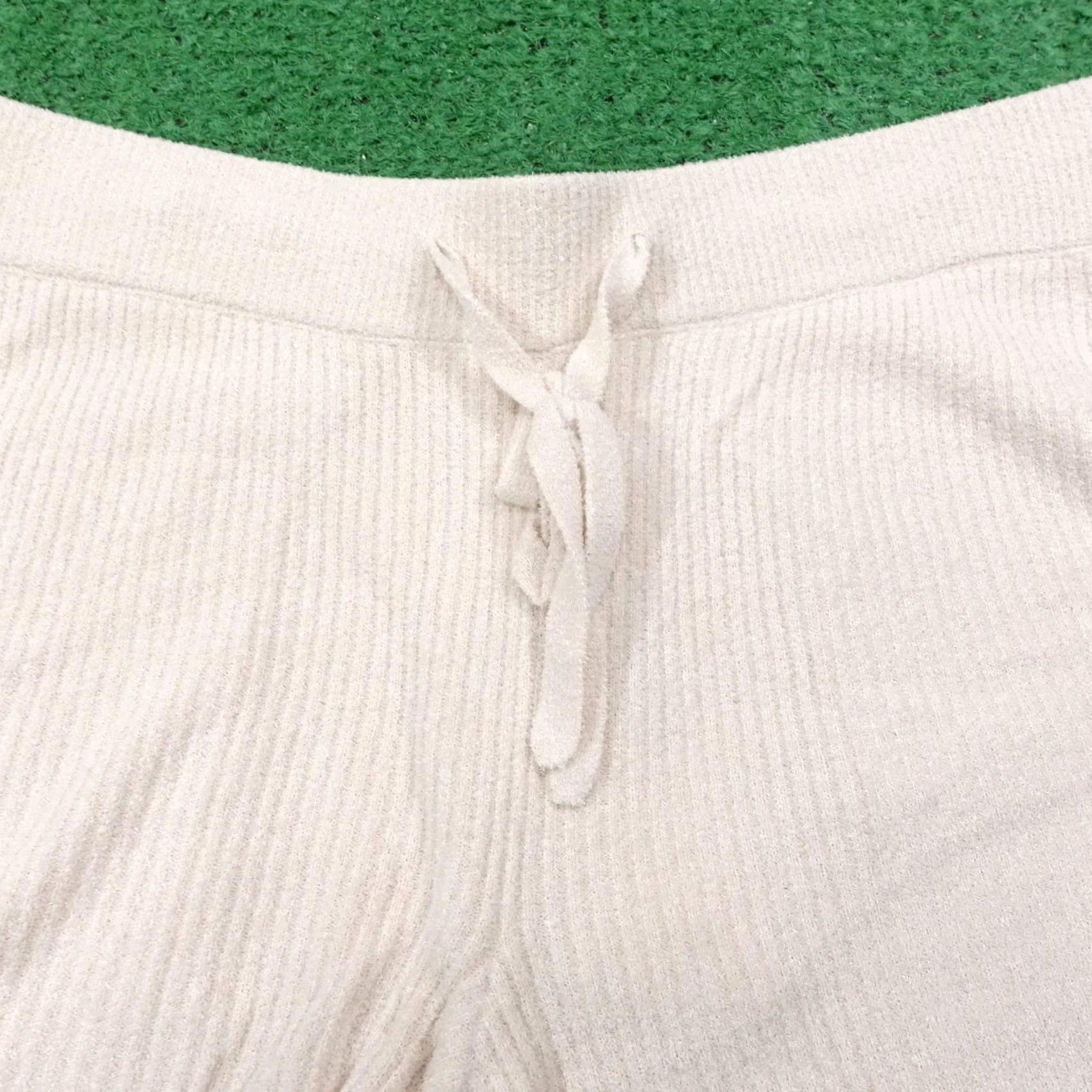 Vintage Barefoot Dreams Ribbed Shorts Womens S Beige Casual Drawstring Front Slash Pocket Relaxed Knit Summer Ultra Lite Size 28" / US 6 / IT 42 - 2 Thumbnail