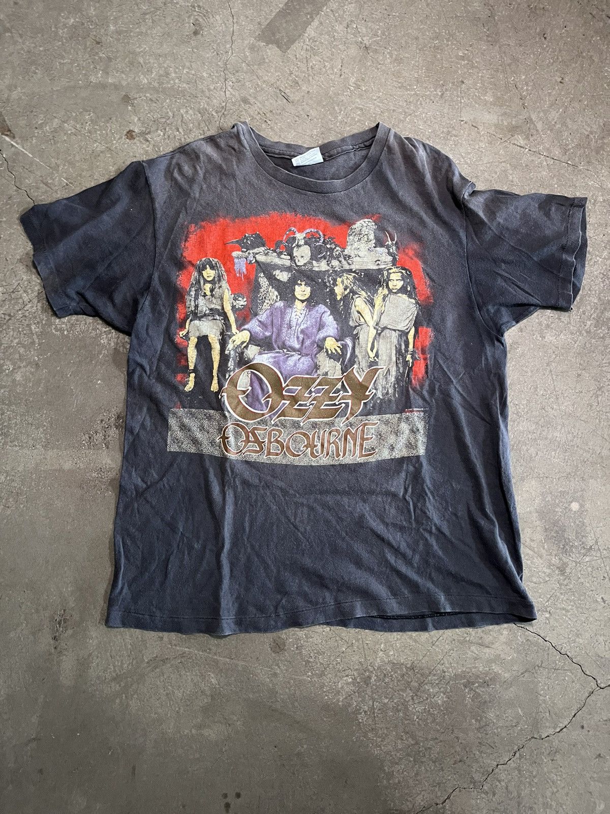 Vintage Sunfaded Single Stitch Ozzy Osbourne 80’s Tour Tee Size US L / EU 52-54 / 3 - 1 Thumbnail