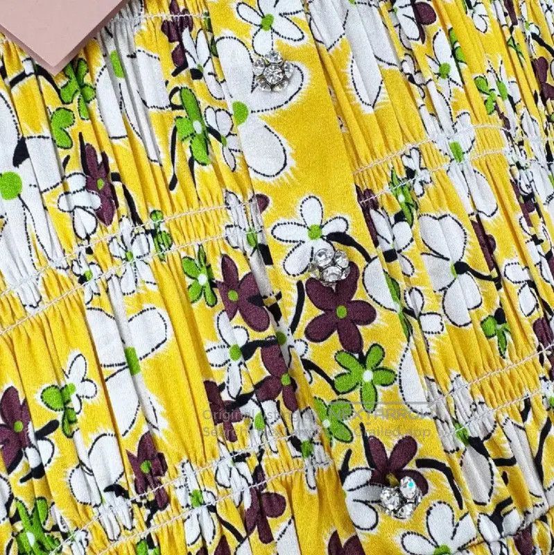Miu Miu Miu Miu Yellow Cotton Short Sleeve Dress . Size S / US 4 / IT 40 - 4 Thumbnail
