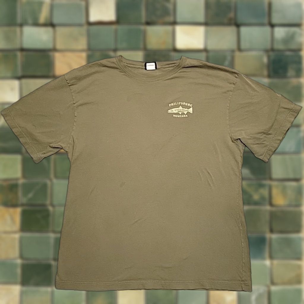 Vintage VINTAGE Ouray Montana Nature Shirt Mens L Olive Georgetown Lake Rainbow Trout Fishing TEE Size US L / EU 52-54 / 3 - 1 Thumbnail