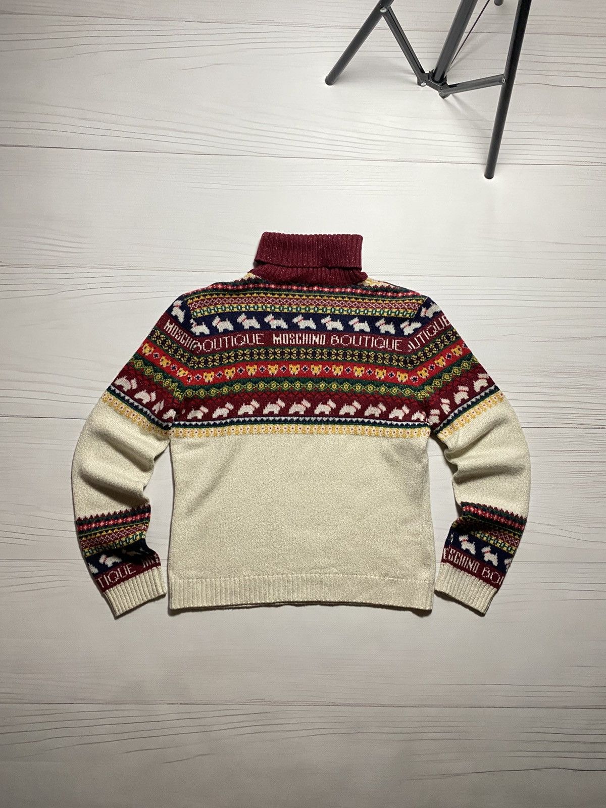 Boutique Moschino Rare Boutique Moschino Multicolour Logo knit wool sweater Size S / US 4 / IT 40 - 2 Thumbnail