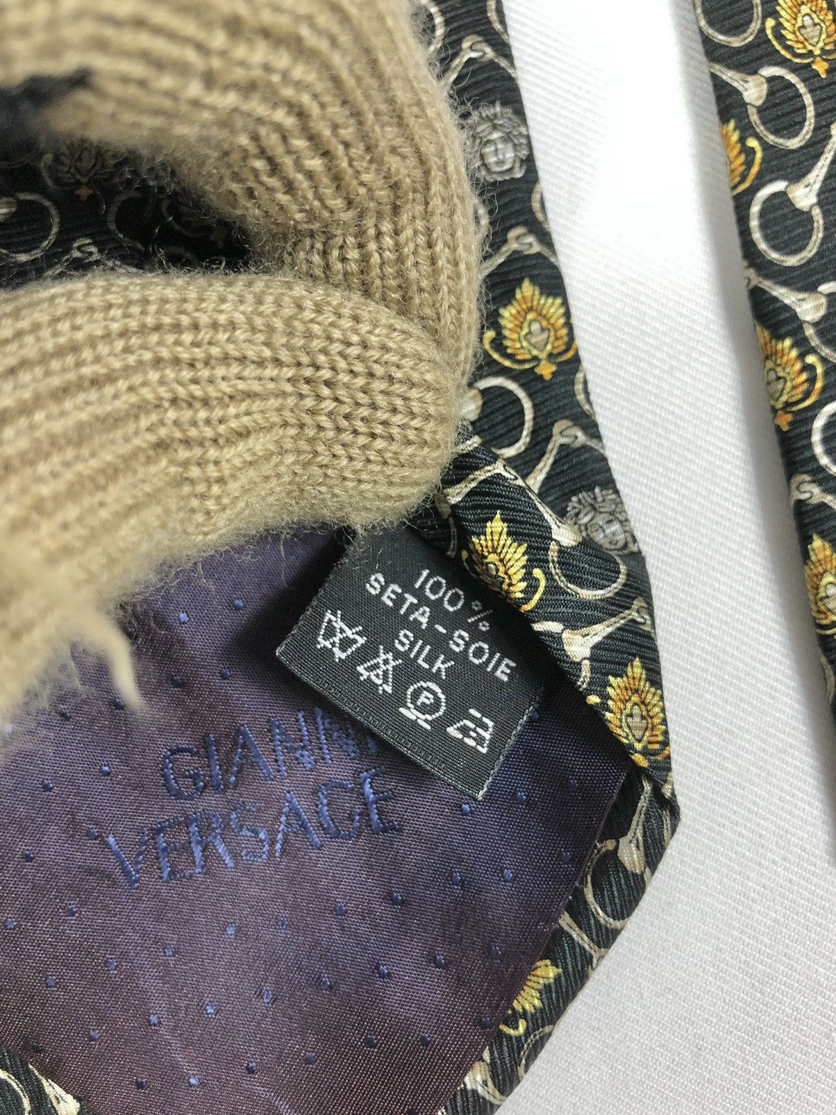 Versace Vtg Gianni Versace Medusa Monogram Silk Tie Made in Italy Size ONE SIZE - 8 Thumbnail