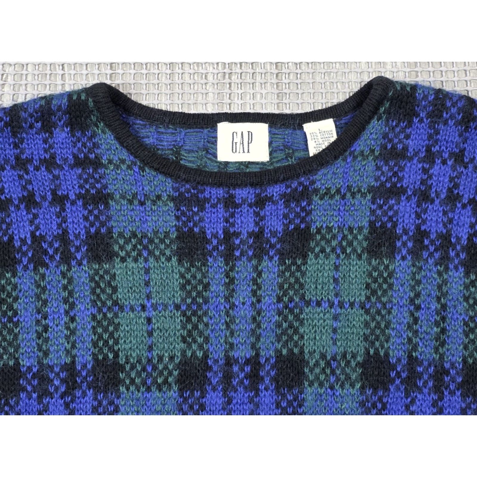 Gap **Vintage Gap Tartan Plaid Blue Green Womens Sweater Size L** User: Vintage Gap Tartan Plaid Blue Green Women's Large Sweater Size L / US 10 / IT 46 - 3 Thumbnail