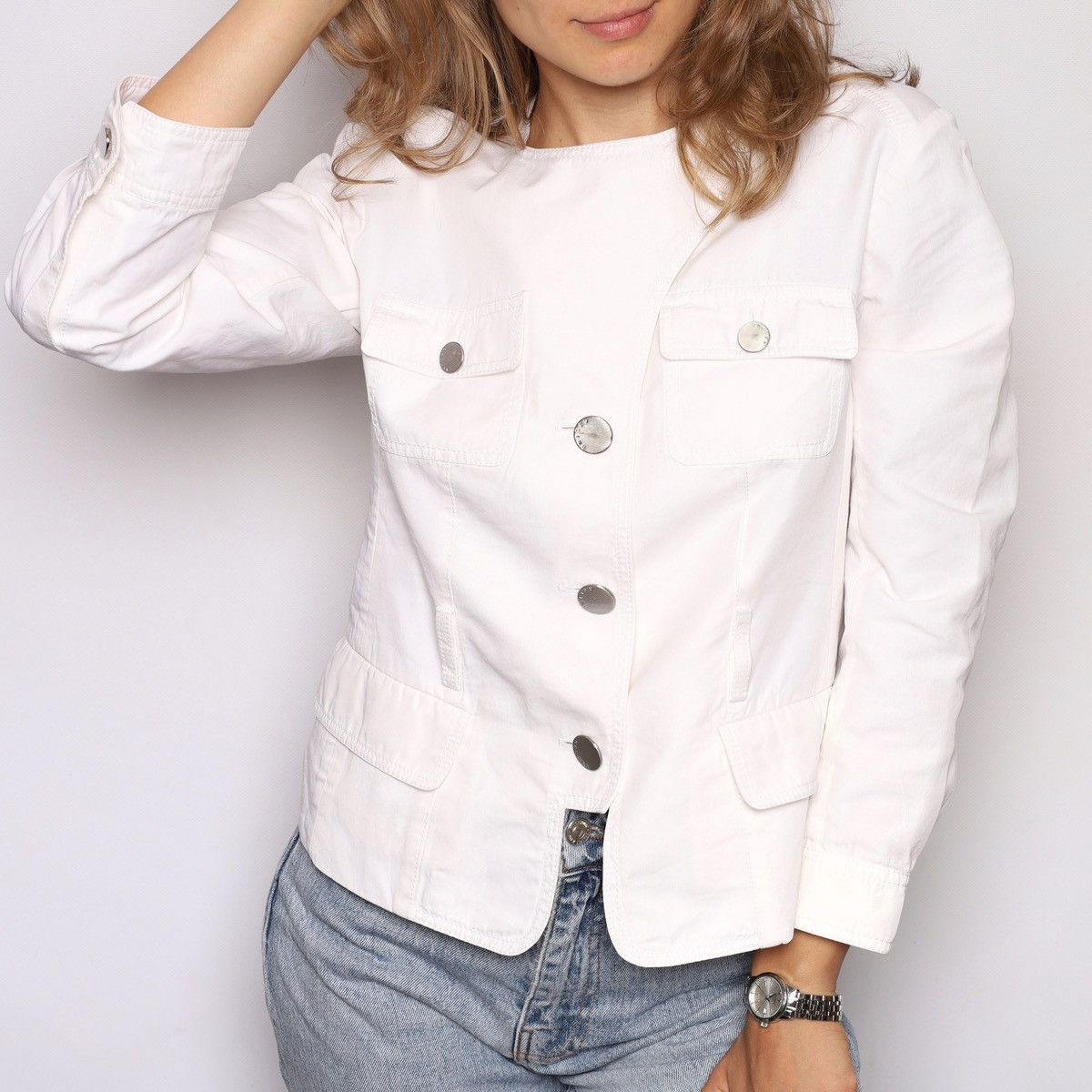 Celine Celine White Cotton Blazer Jacket size 40 Size M / US 6-8 / IT 42-44 - 5 Thumbnail