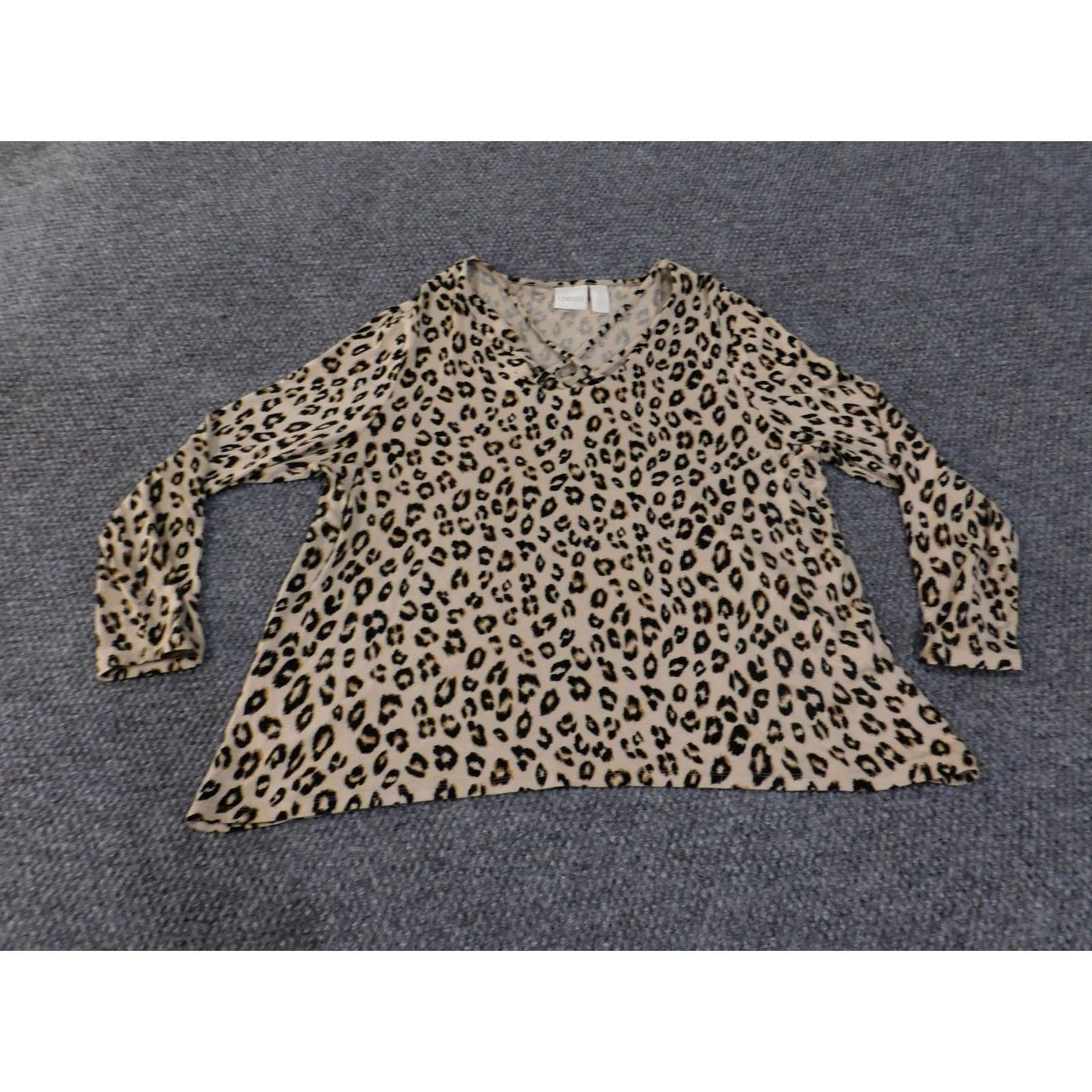 Vintage Chico's Blouse Womens 2 Petite Animal Print Leopard Long Sleeve Lightweight Top Size XS / US 0-2 / IT 36-38 - 2 Thumbnail